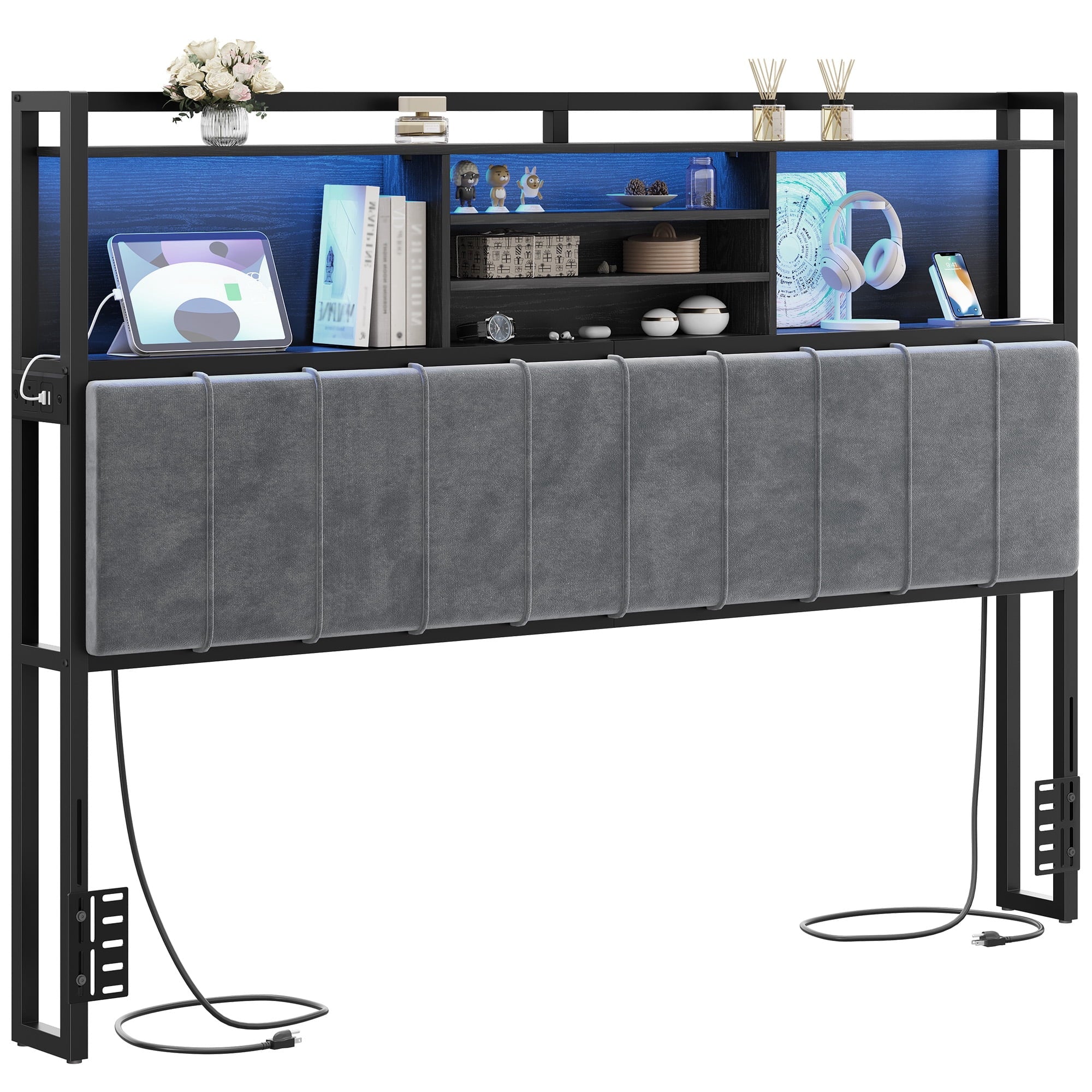 hzuaneri-bedroom-kopfteil-king-size-samt-schwarz-mit-led-und-steckdose image 2