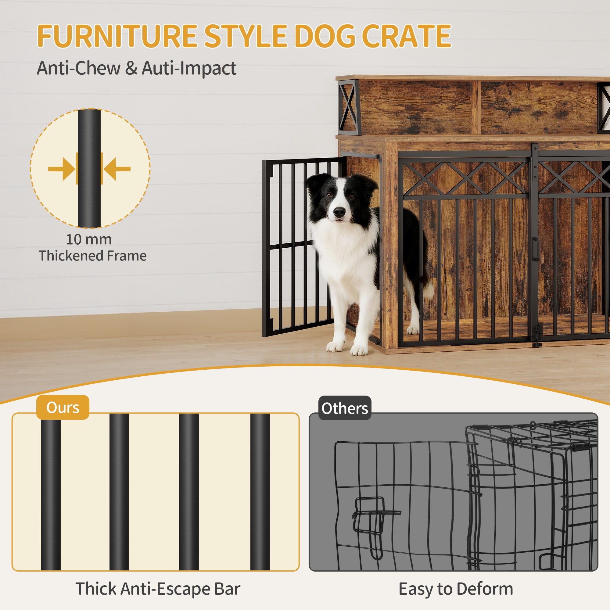 hzuaneri-pet-hundebox-rustic-brown-holz-gro-mit-ablage image 4