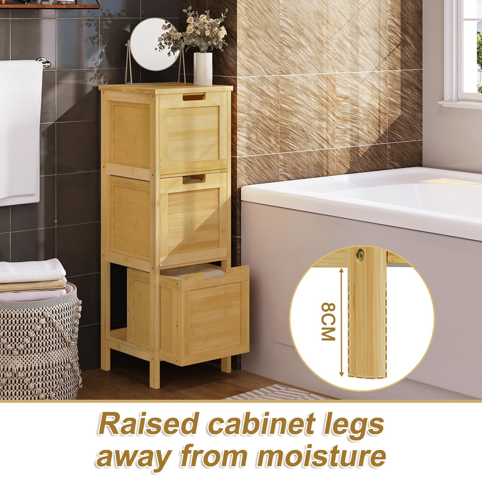 eugad-badschrank-bambus-badezimmerschrank-30x90x30-3-laden image 5