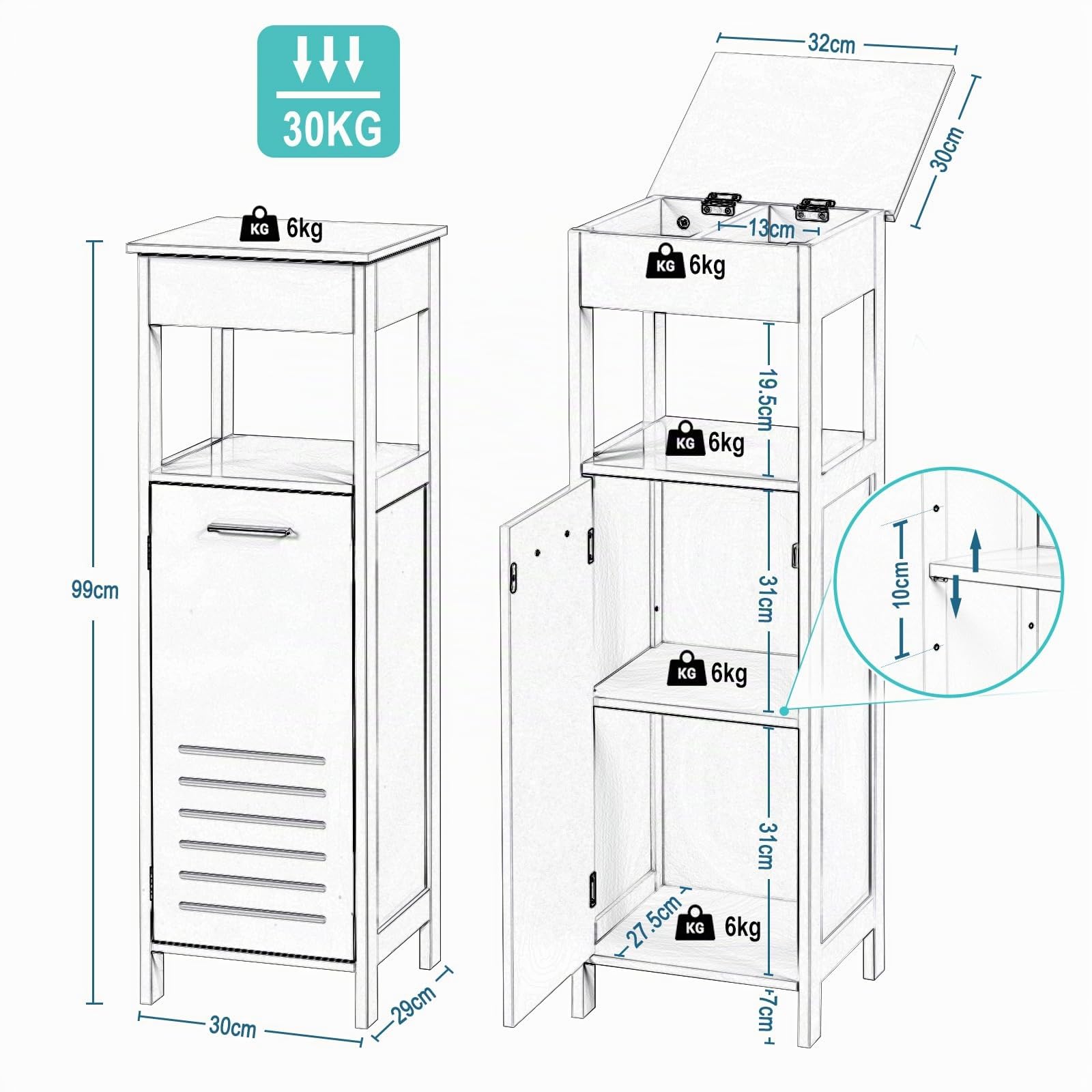 eugad-badezimmerschrank-wei-mit-t-r-32x99x30-cm image 3