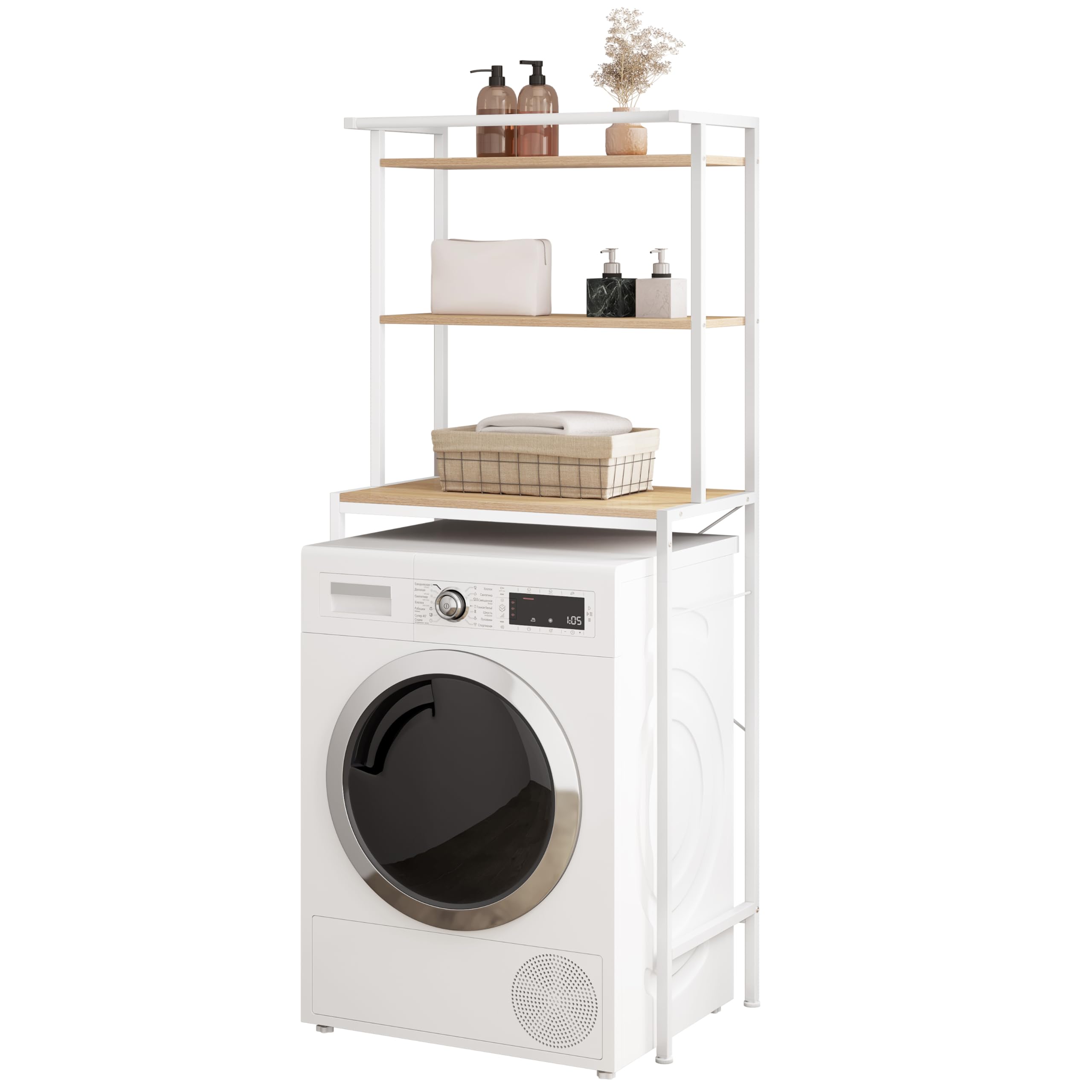 eugad-aufbewahrung-waschmaschinenregal-helle-eiche-wei-67-cm image 7