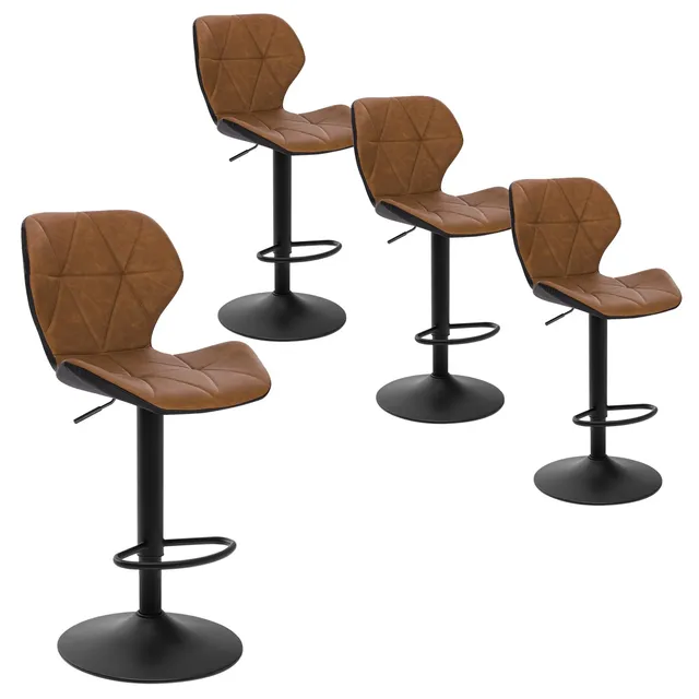 eugad-hocker-barhocker-4er-set-braun-h-henverstellbar-kunstleder image 1