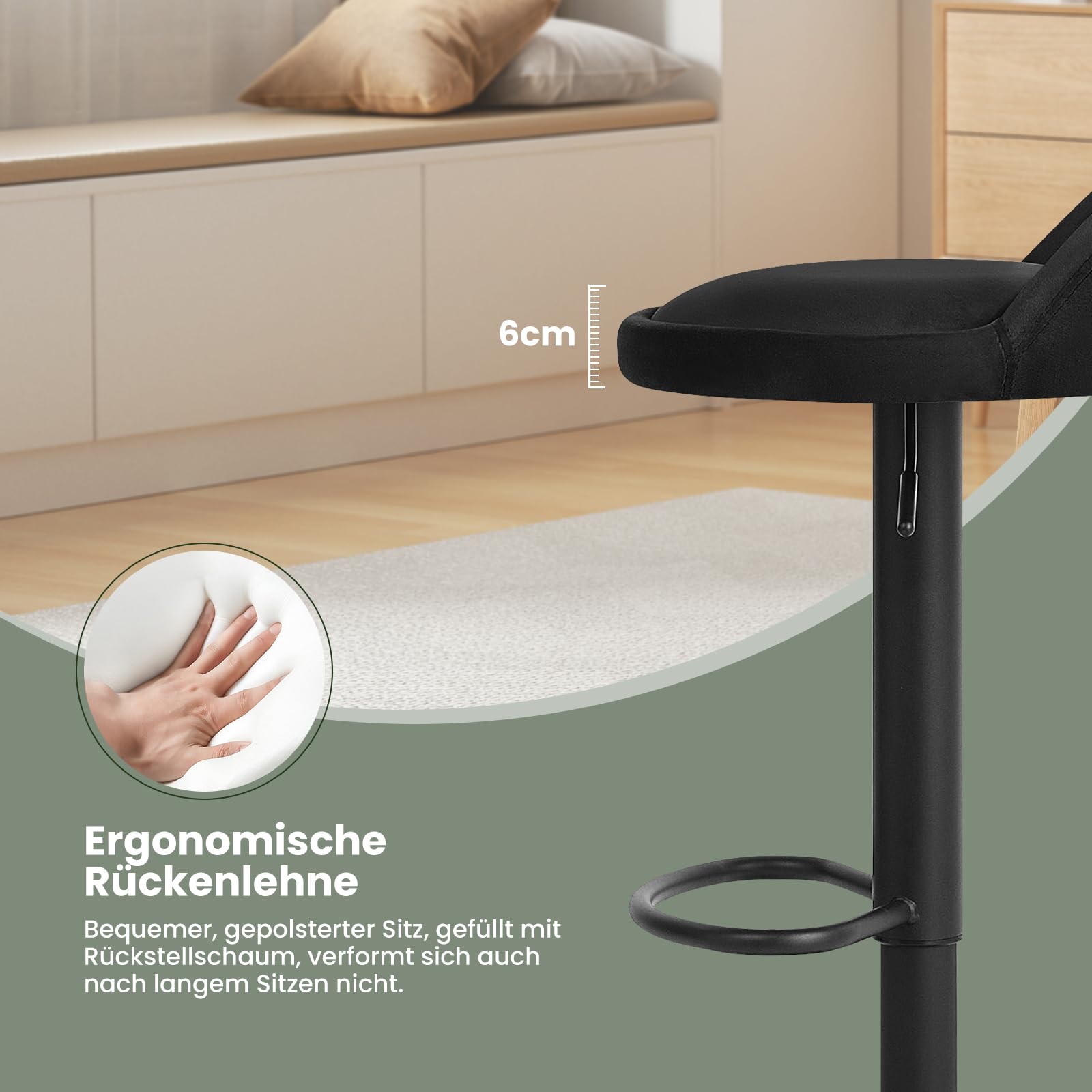 eugad-barhocker-0824by-4-drehstuhl-4er-set-schwarz-samt-62-84cm image 4