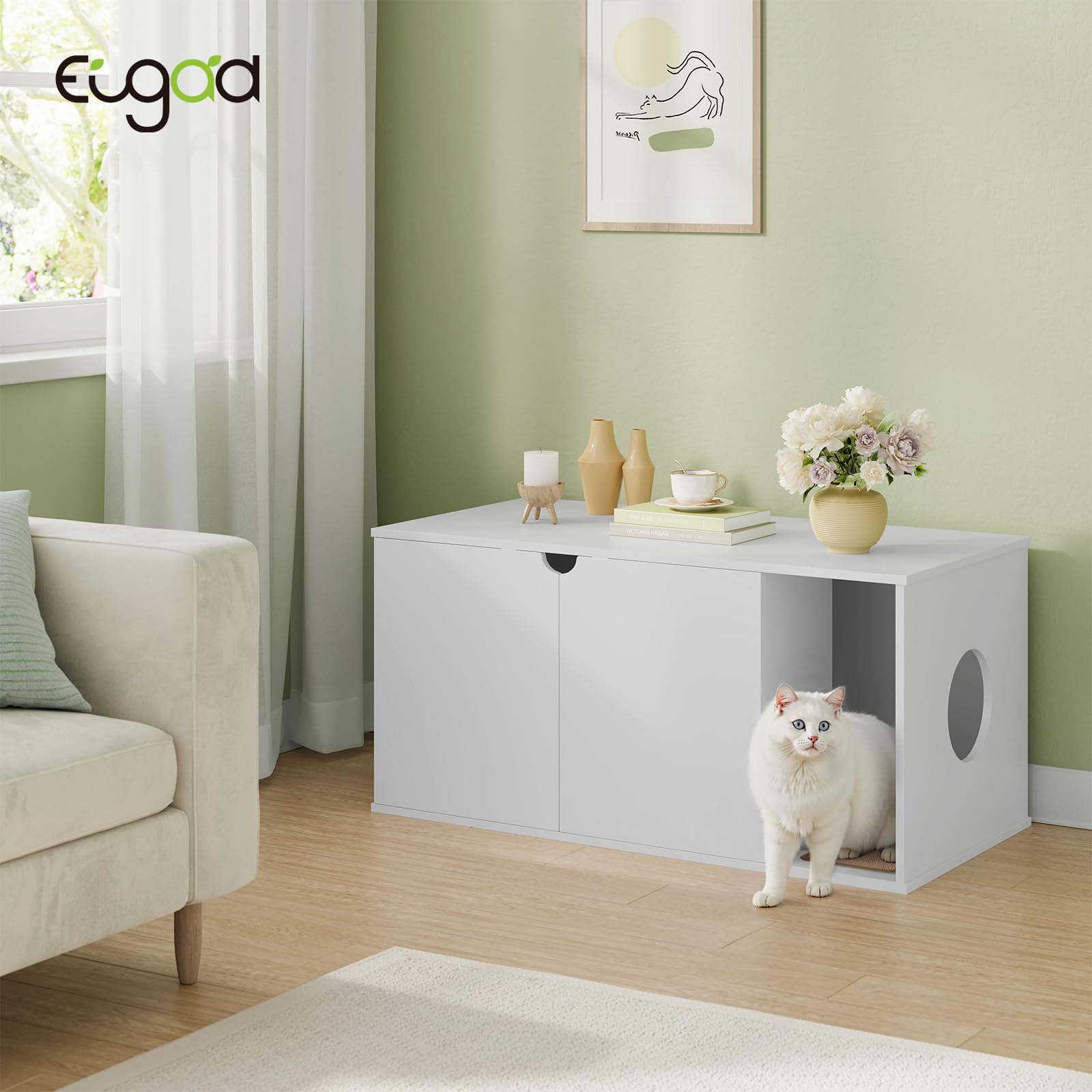 eugad-haustierbedarf-katzenschrank-wei-105x51cm-f-r-katzenklo image 2