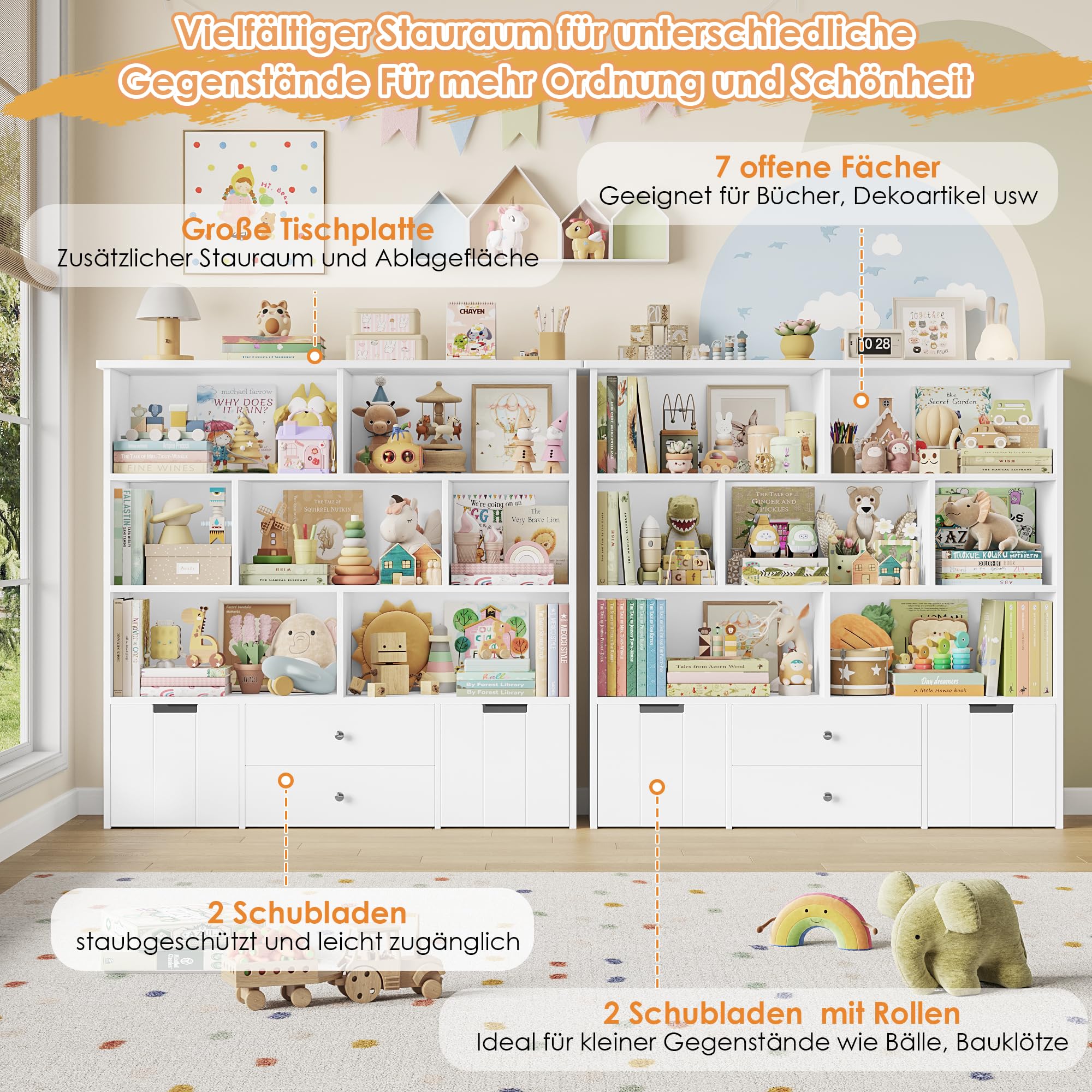 forehill-kinderregal-wei-mit-schubladen-125x33x120cm-holz image 5