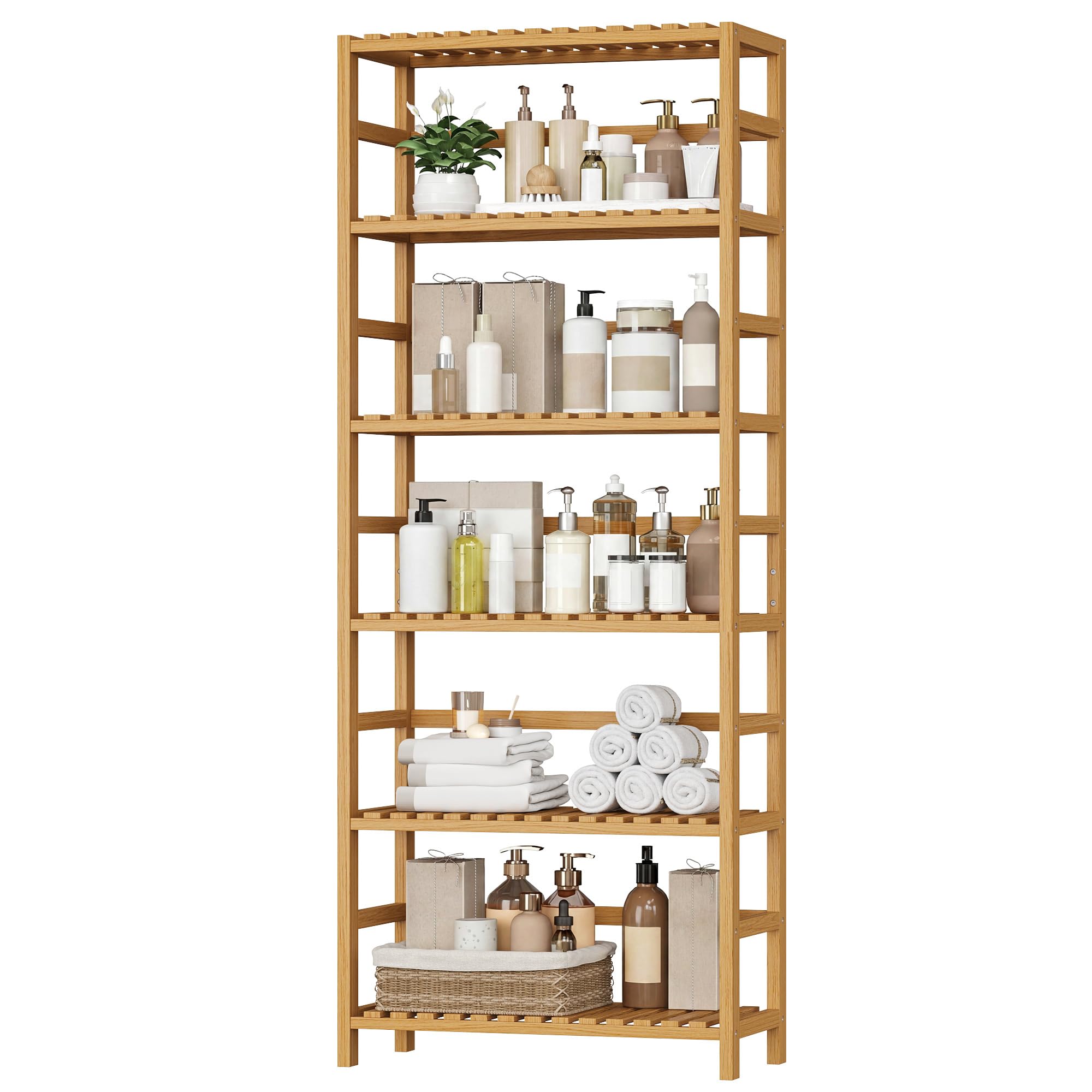 forehill-bathroom-shelf-badregal-6-ablagen-natur-bambus-161-cm image 1