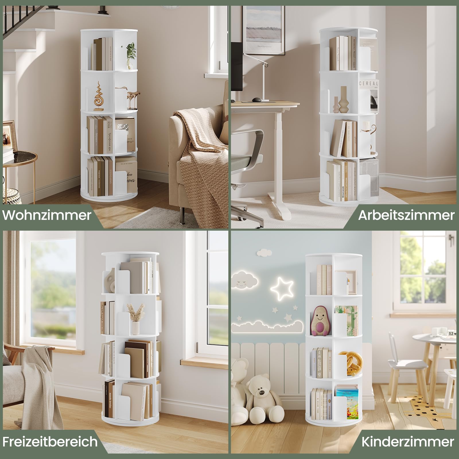 eugad-aufbewahrung-b-cherregal-drehbar-4-ebenen-wei-16-f-cher image 7