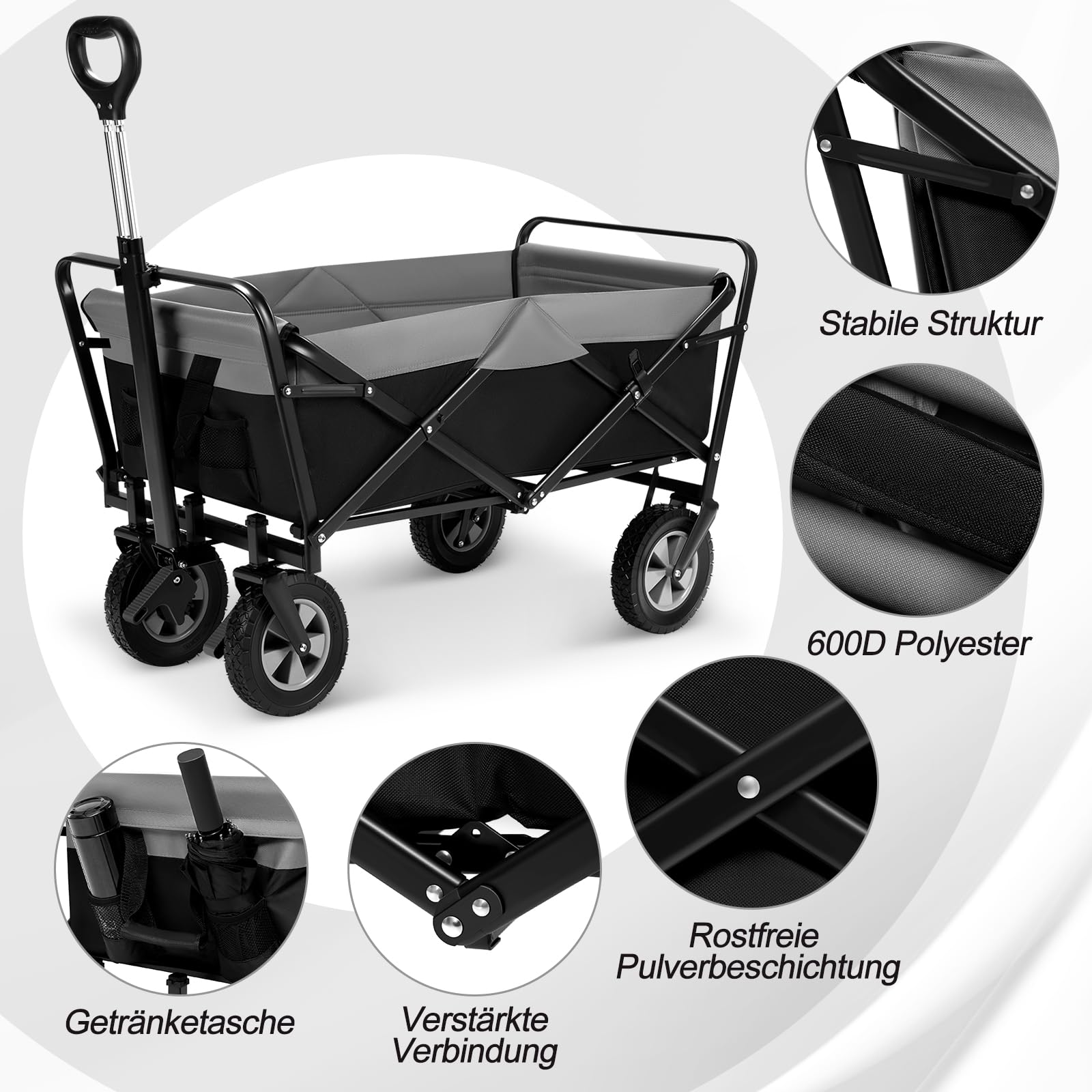 eugad-garten-outdoor-bollerwagen-faltbar-schwarz-grau-200-kg image 2