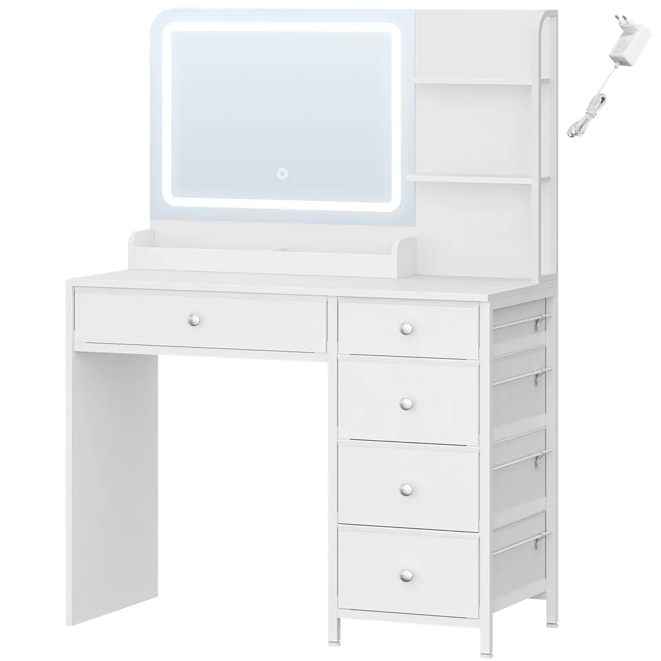 hzuaneri-schminktisch-led-wei-spiegel-5-schubladen-dt43903xeu image 1