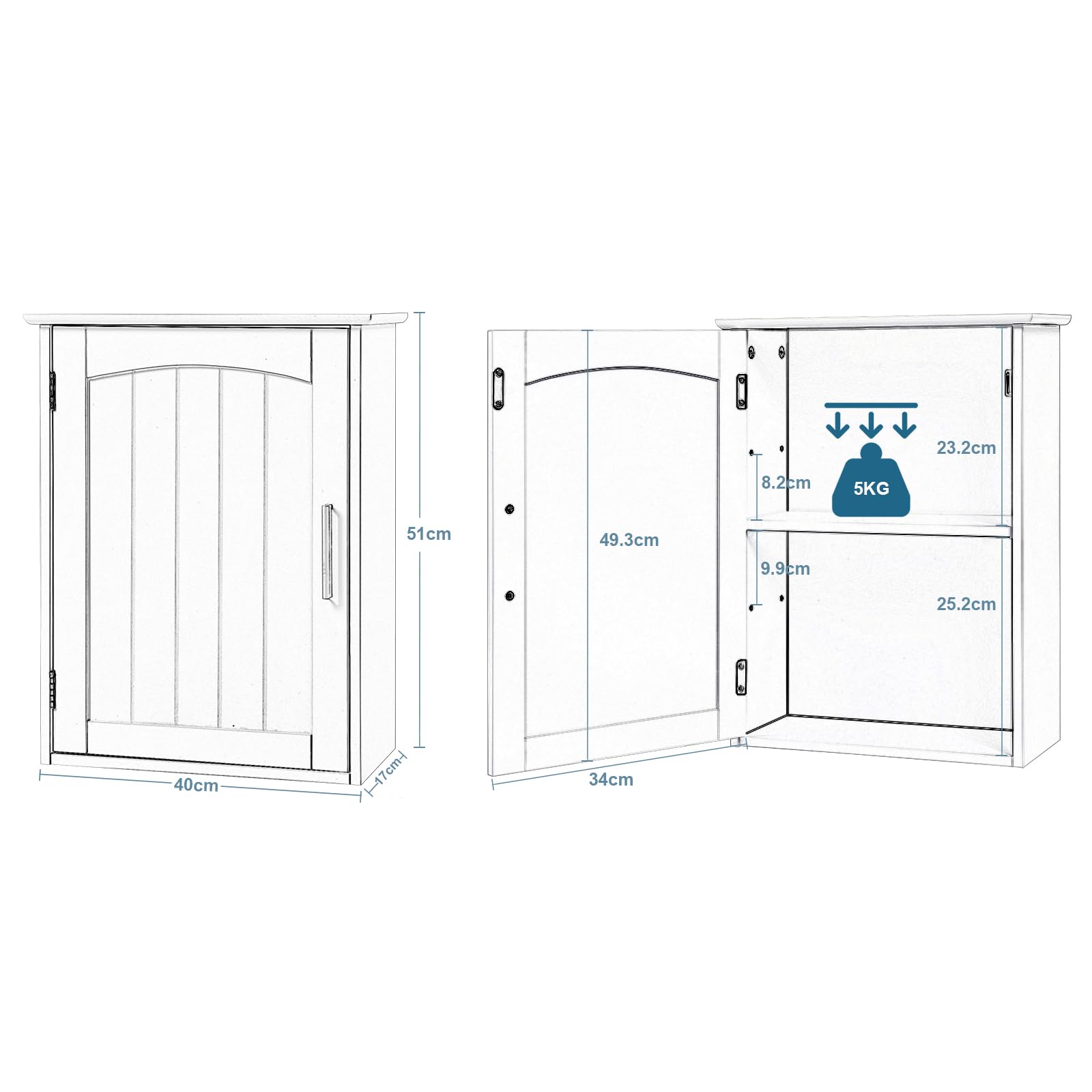 eugad-h-ngeschrank-bad-wandschrank-wei-40x51x17-verstellbar image 3