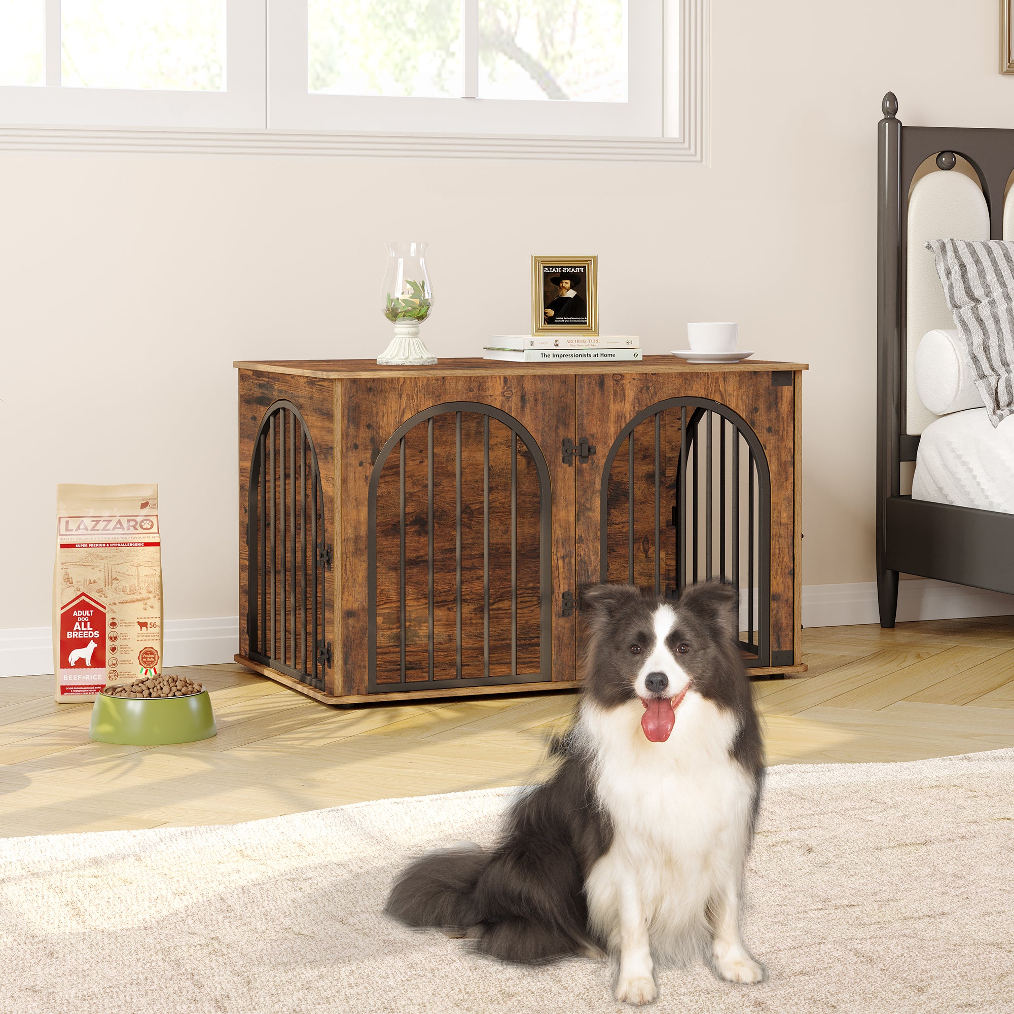 hzuaneri-pet-hundebox-holz-100cm-rustikal-braun-beistelltisch image 3
