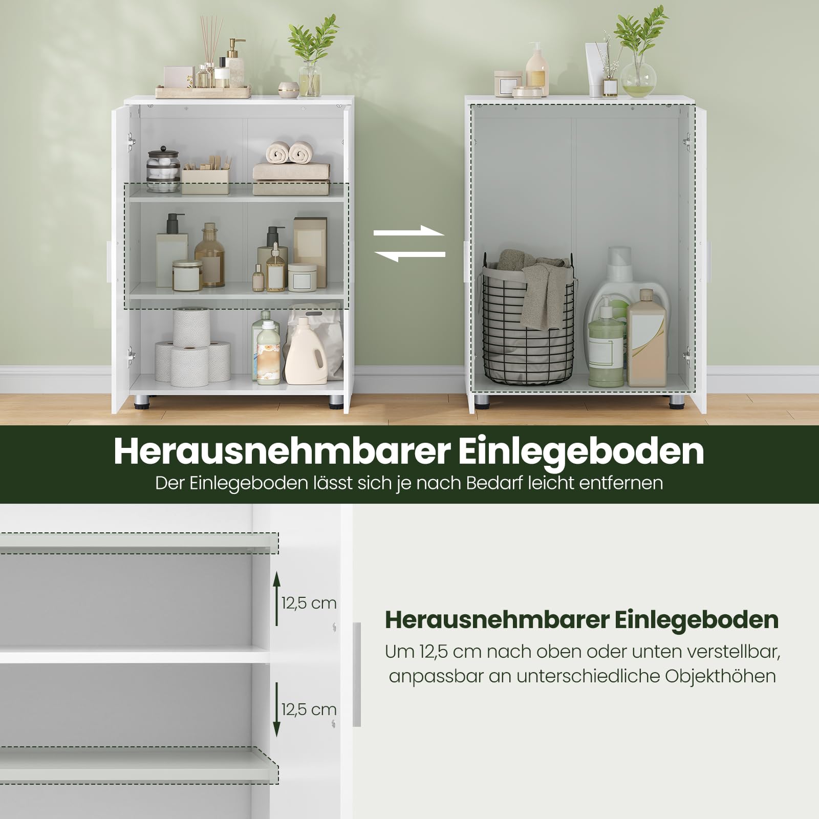 eugad-badezimmerschrank-wei-schmal-freistehend-verstellbar image 6