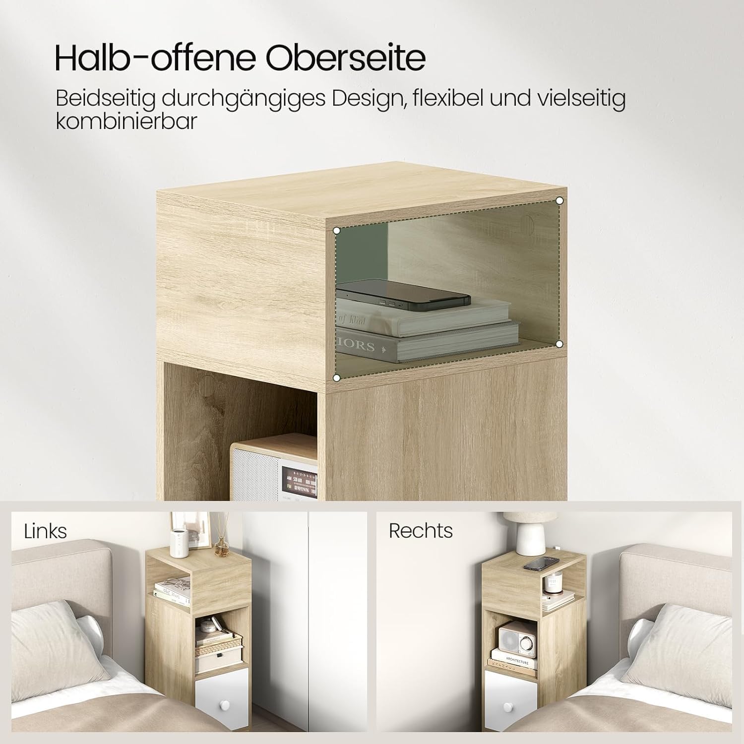 eugad-nachttisch-2er-set-hell-eiche-schmal-mit-schublade-holz image 6