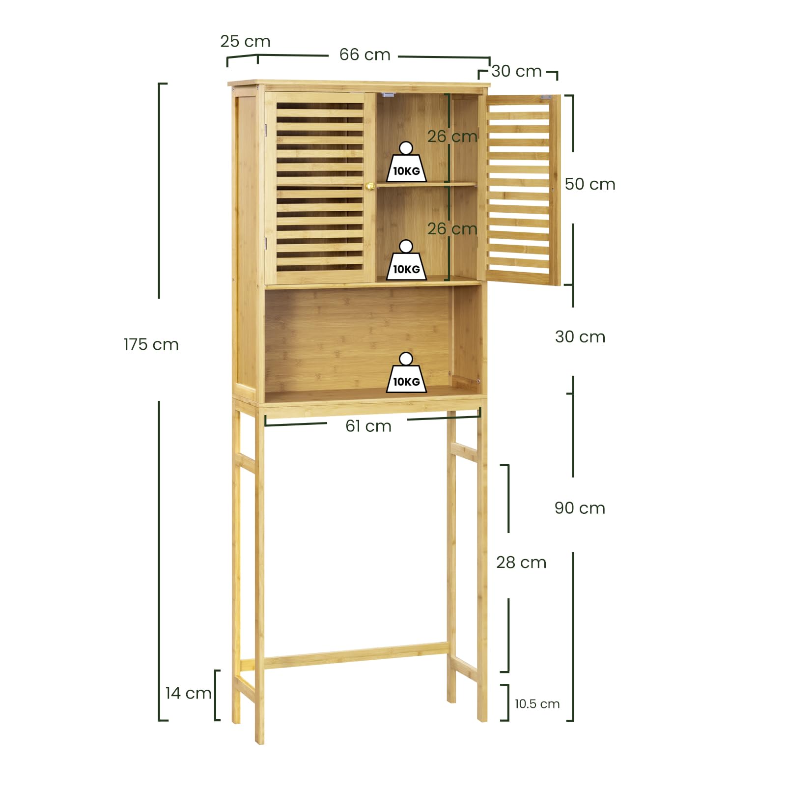 eugad-waschmaschinenschrank-bambus-66x175x25-cm-2-t-ren image 3