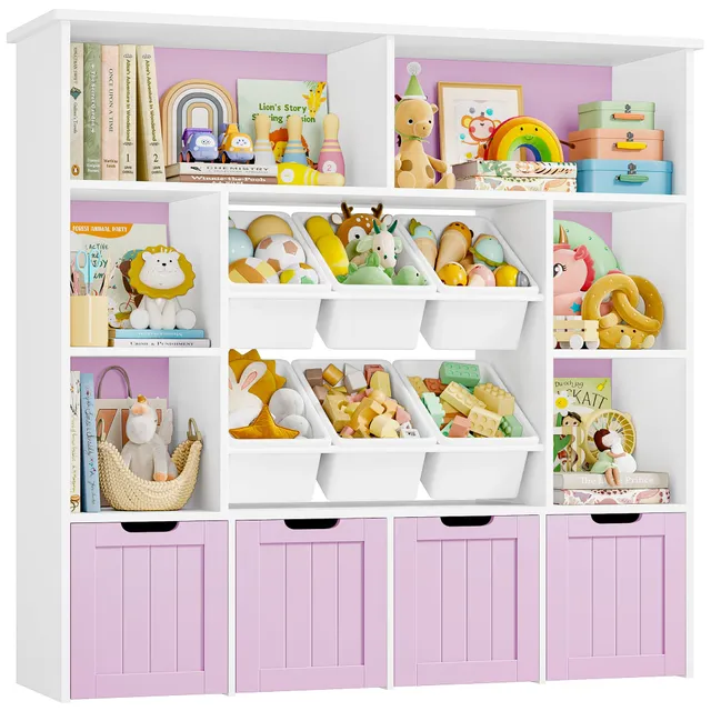 forehill-kinderregal-10-boxen-rosa-lila-wei-spielzeugregal image 1