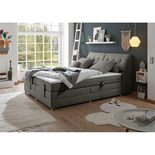 lomadox-boxspringbett-180x200-silbergrau-elektrisch-visco-topper image 1