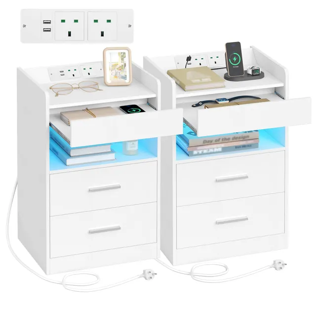 hzuaneri-bedroom-nachttisch-ns33603x-wei-2er-set-led-usb image 1