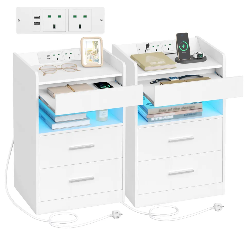 hzuaneri-bedroom-nachttisch-ns33603x-wei-2er-set-led-usb image 1