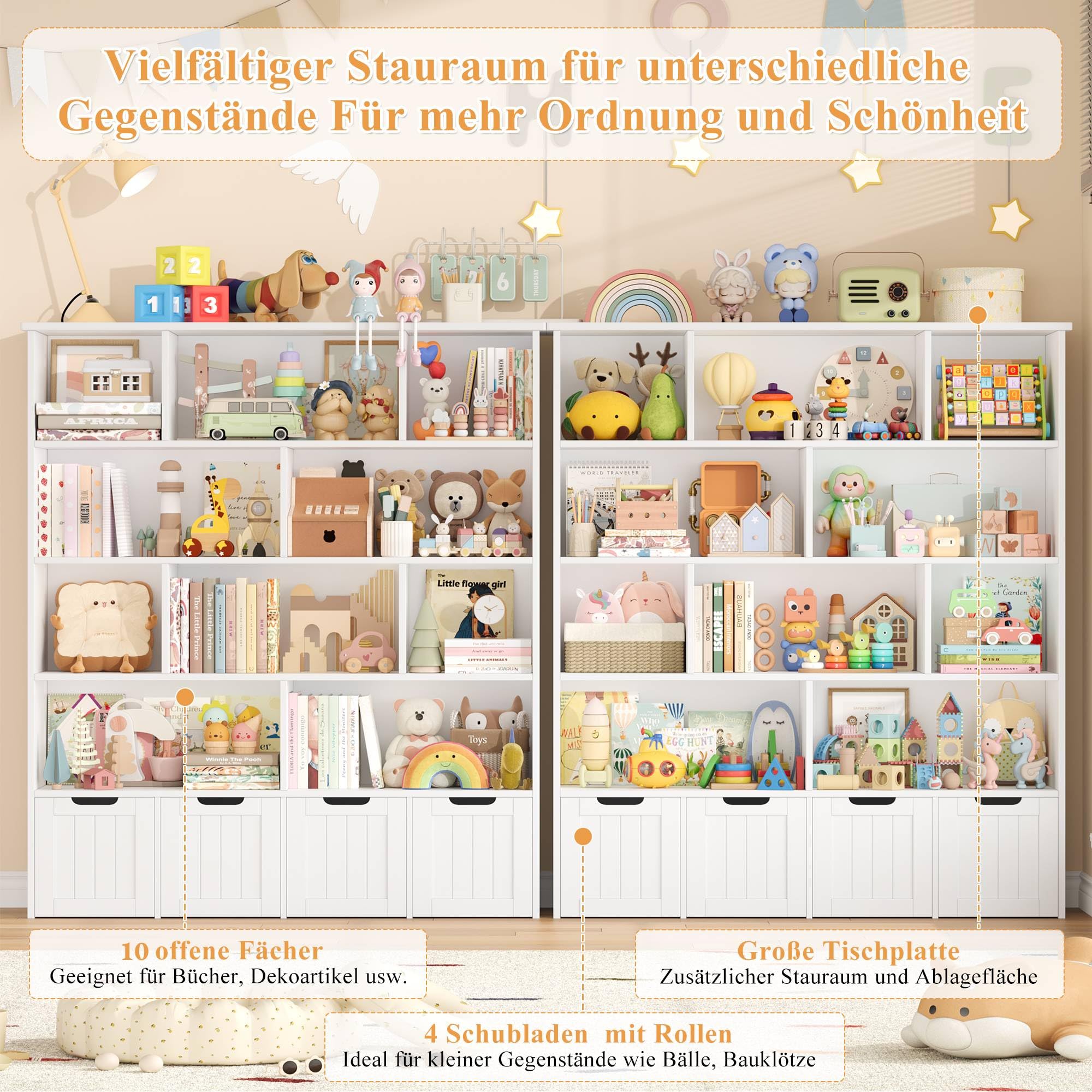 forehill-kinderregal-weiss-5-ebenen-146cm-mit-roll-schubladen image 5