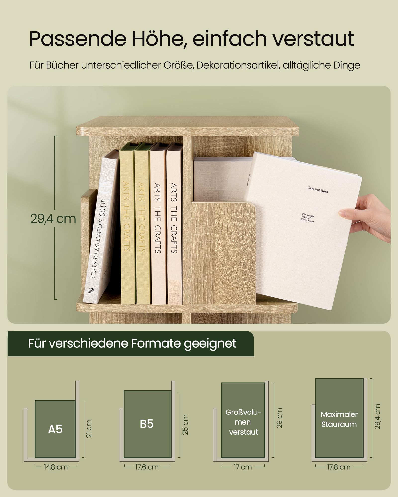 eugad-aufbewahrung-drehregal-4-ebenen-b-cherregal-128-cm-drehbar image 3