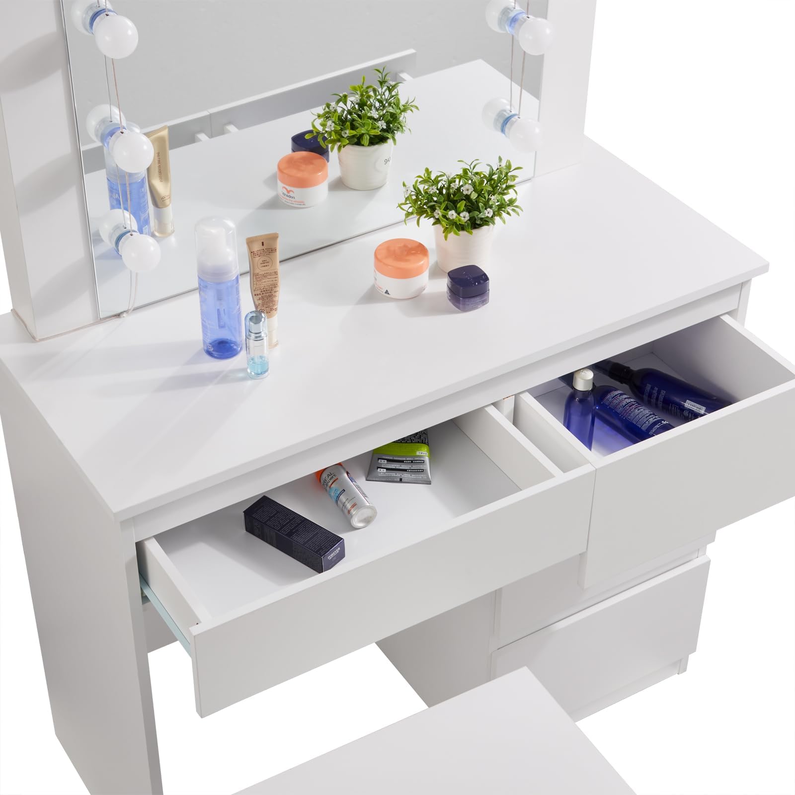 eugad-schminktisch-mit-beleuchtung-hocker-wei-90x40-cm image 7