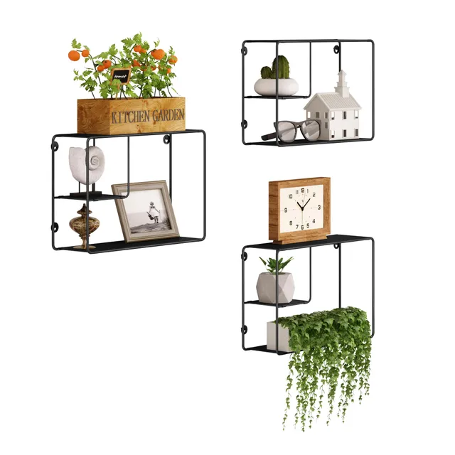 eugad-wandregal-metall-schwarz-3er-set-38-cm image 1
