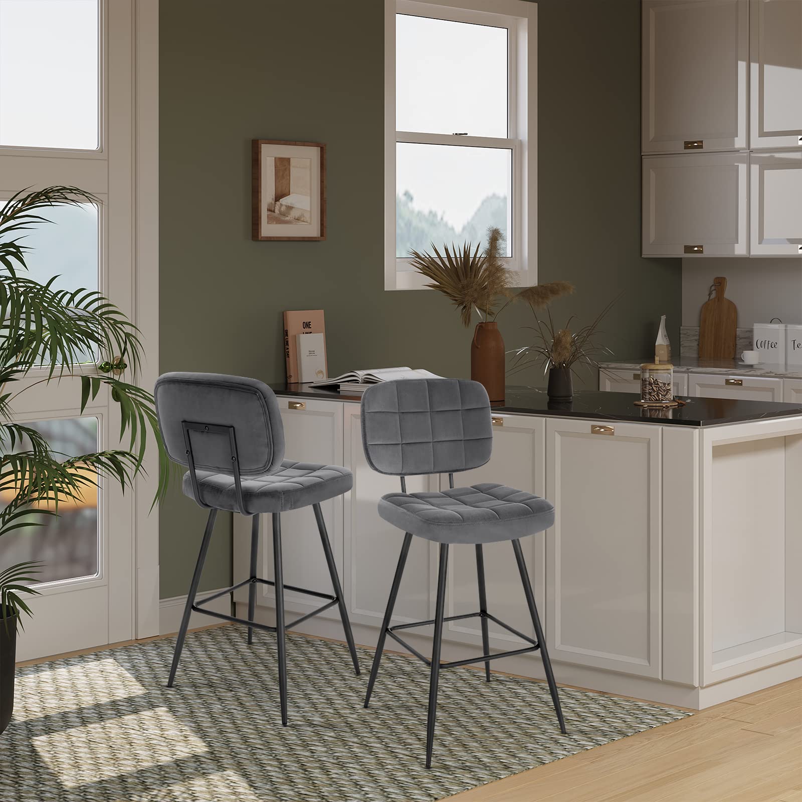 eugad-barhocker-2er-set-samt-dunkelgrau-68-5-cm-1043by-2 image 2