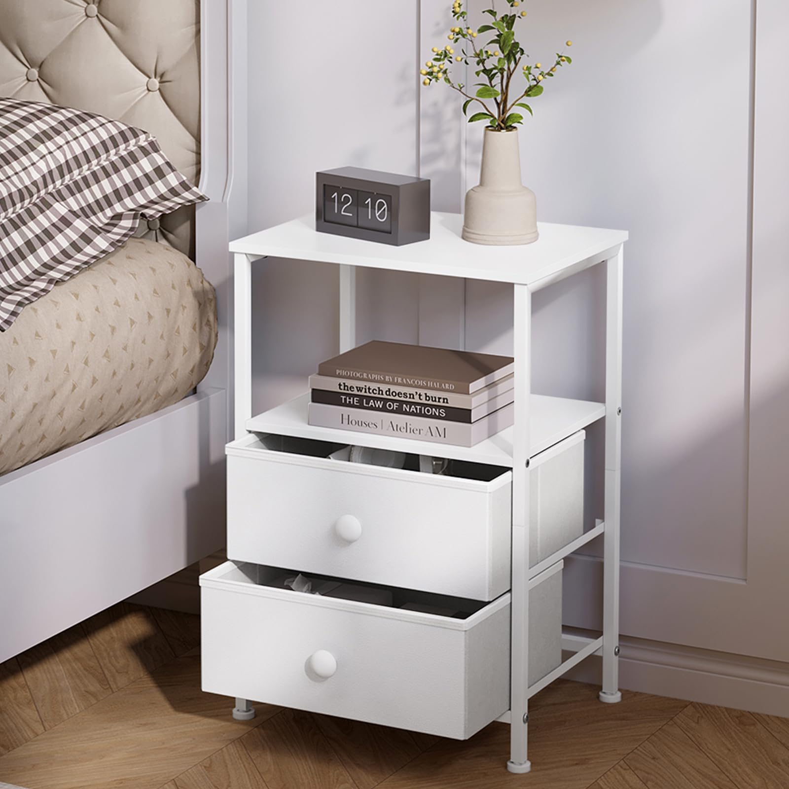eugad-nachttisch-wei-40-cm-mit-2-schubladen-und-ablage image 1