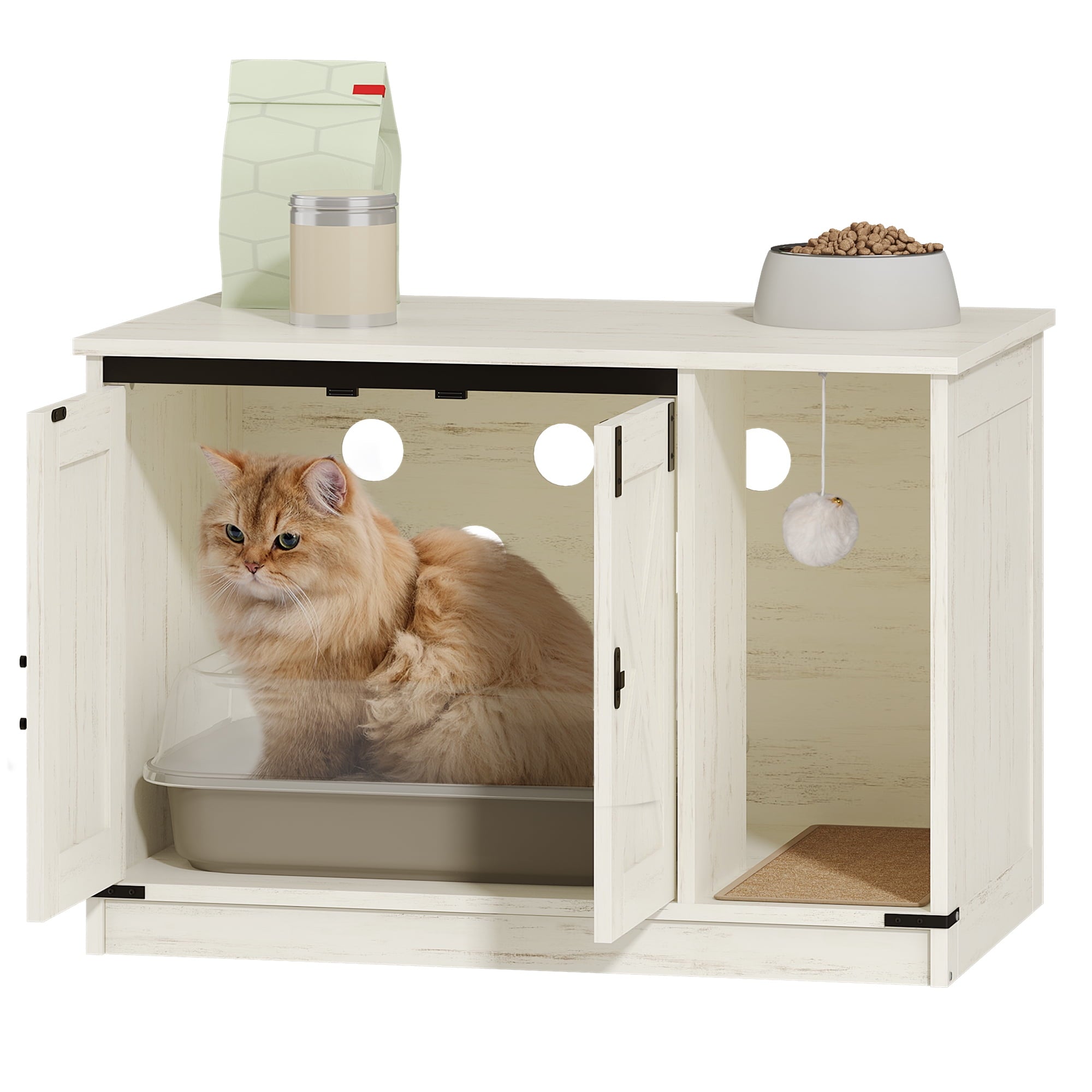 hzuaneri-pet-cb852-katzenklo-schrank-wei-mit-kratzball image 2