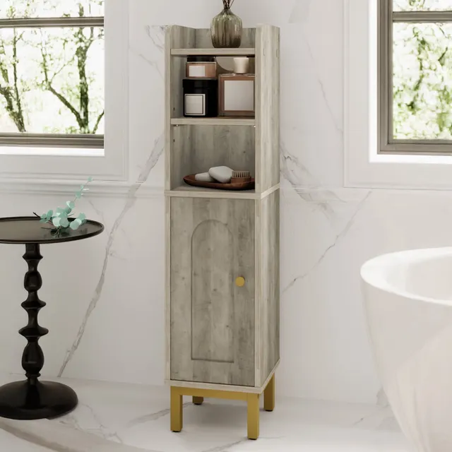 hzuaneri-bathroom-badschrank-schmal-greige-mit-t-r-83-cm image 1