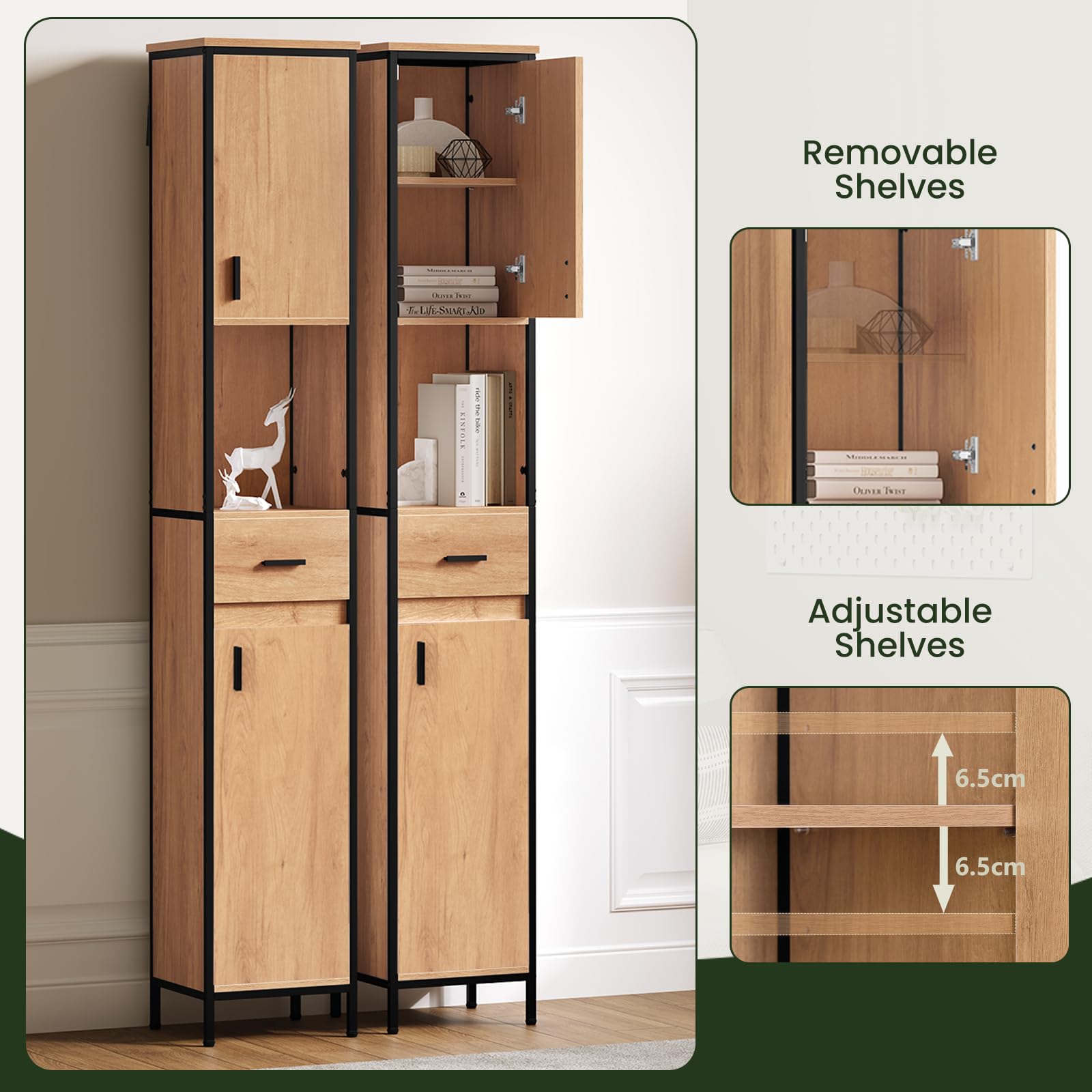 eugad-badezimmerschrank-30x180-schwarz-eiche-mit-schublade image 5