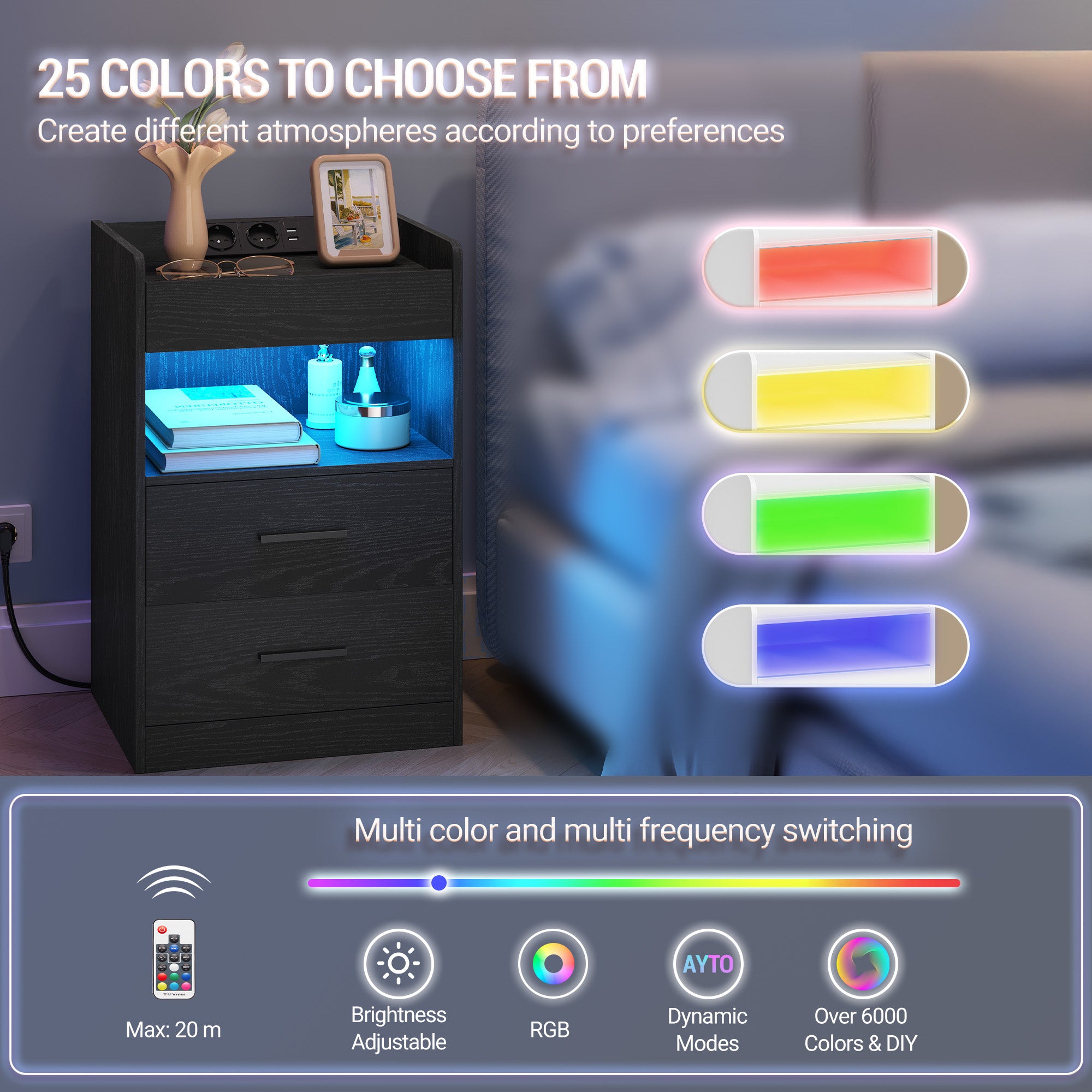 hzuaneri-bedroom-ns33604x-nachttisch-2er-set-schwarz-led-usb image 7