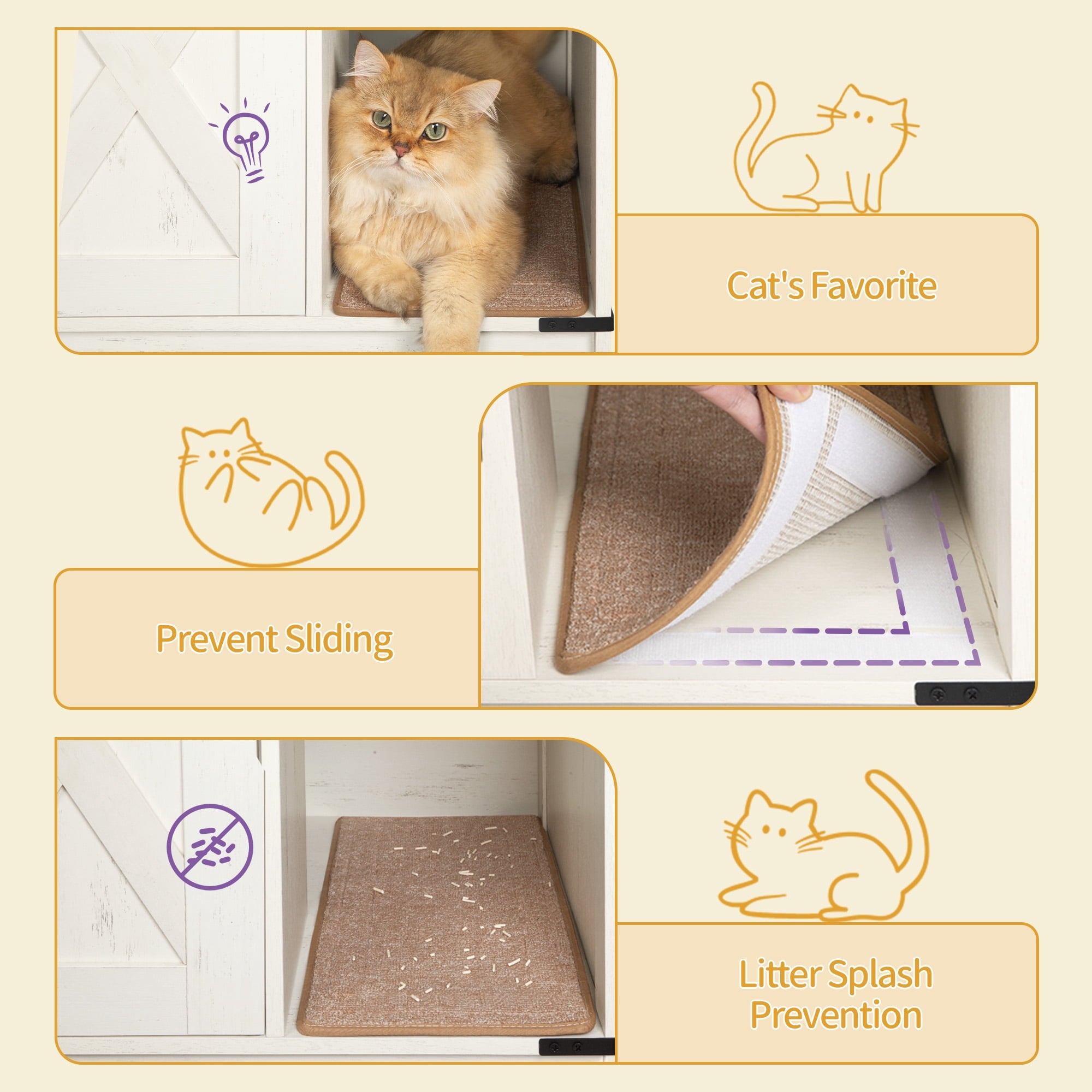 hzuaneri-pet-cb886-katzenschrank-katzenklo-rustic-brown-wei-kratzmatte image 2