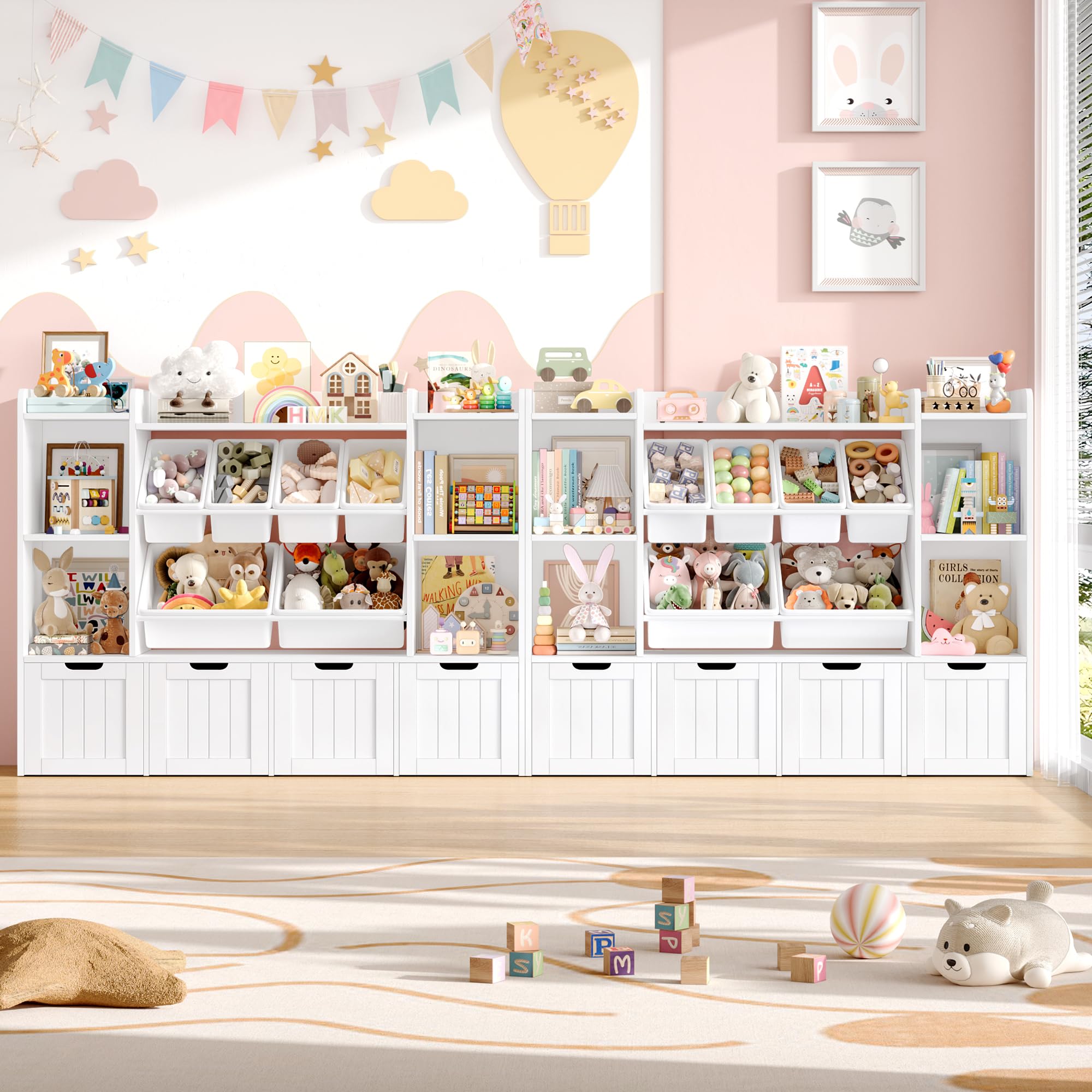 forehill-kinderregal-140cm-wei-mit-boxen-spielzeugregal image 5
