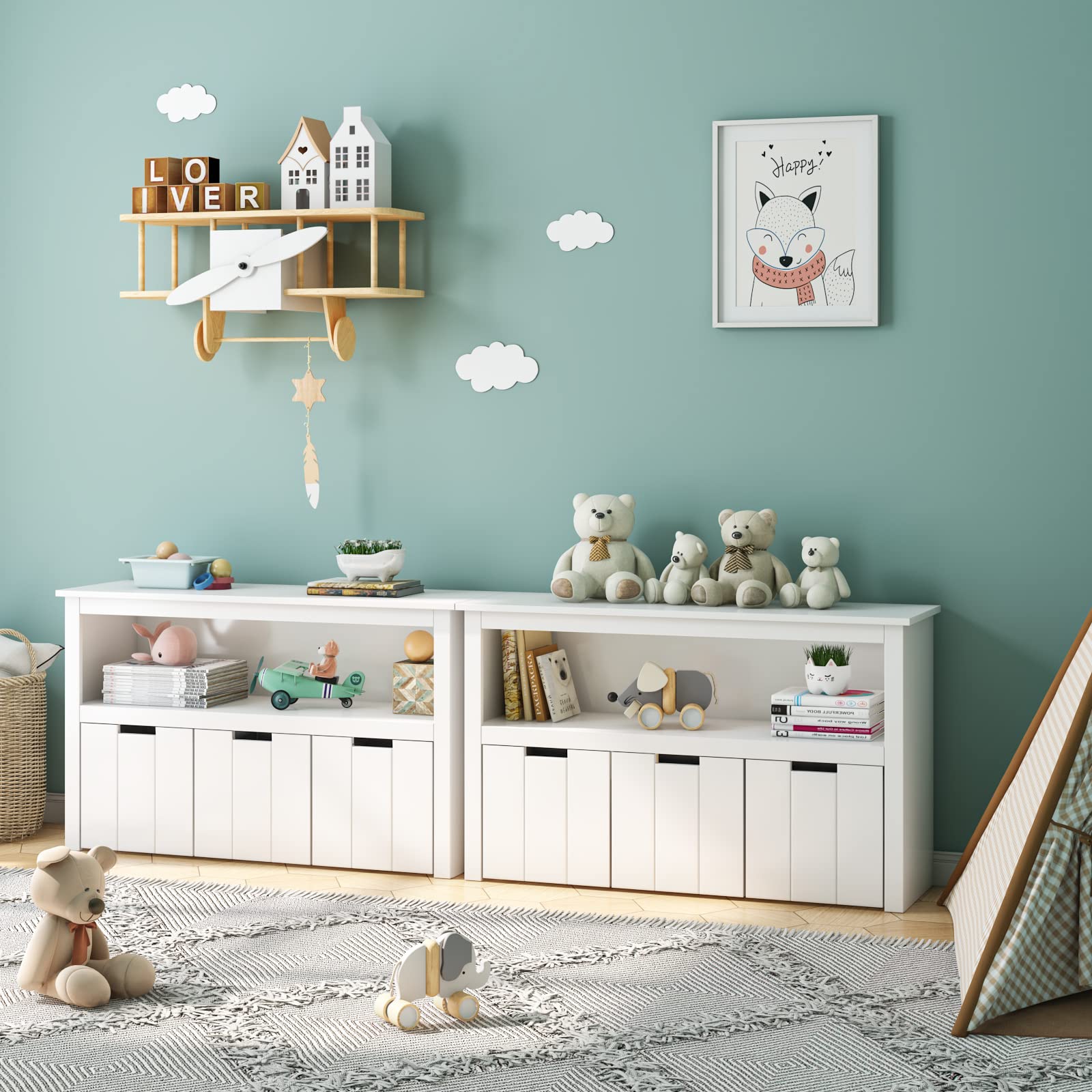 forehill-kinderregal-wei-mit-schubladen-102x33x61-spielzeug image 8