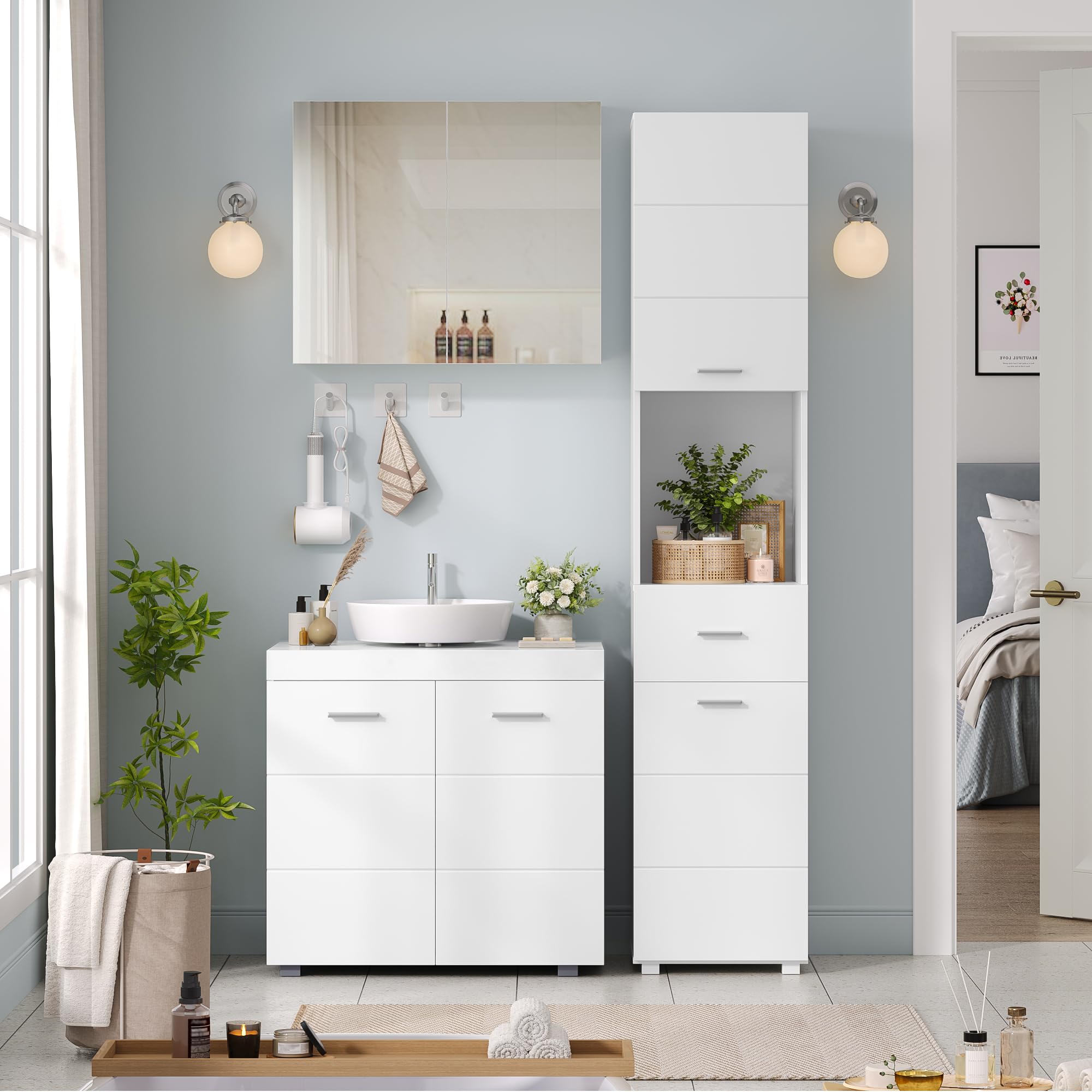 forehill-tall-bathroom-cabinet-badezimmerschrank-wei-180-cm-soft-close image 8