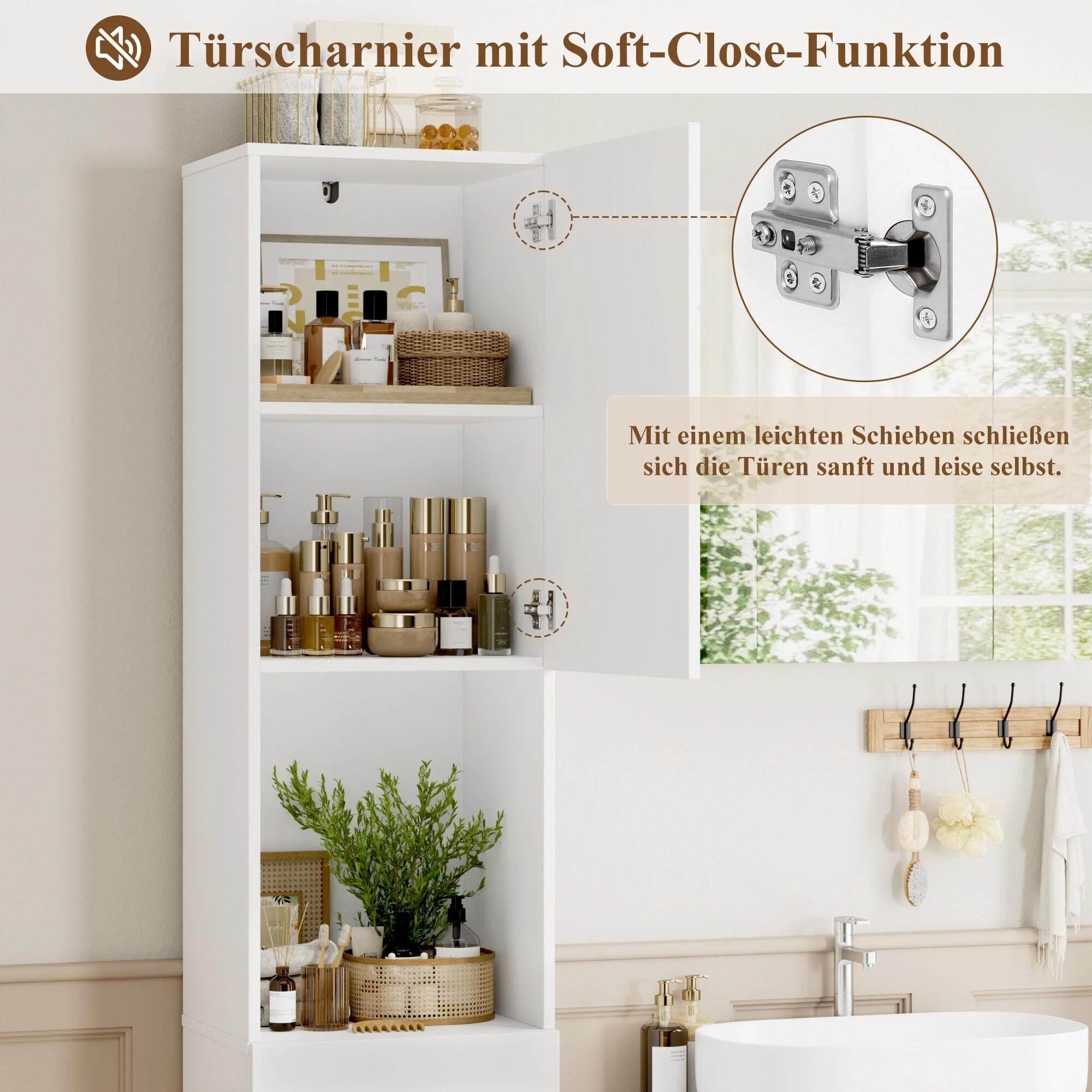 forehill-tall-bathroom-cabinet-badezimmerschrank-wei-180-cm-soft-close image 5