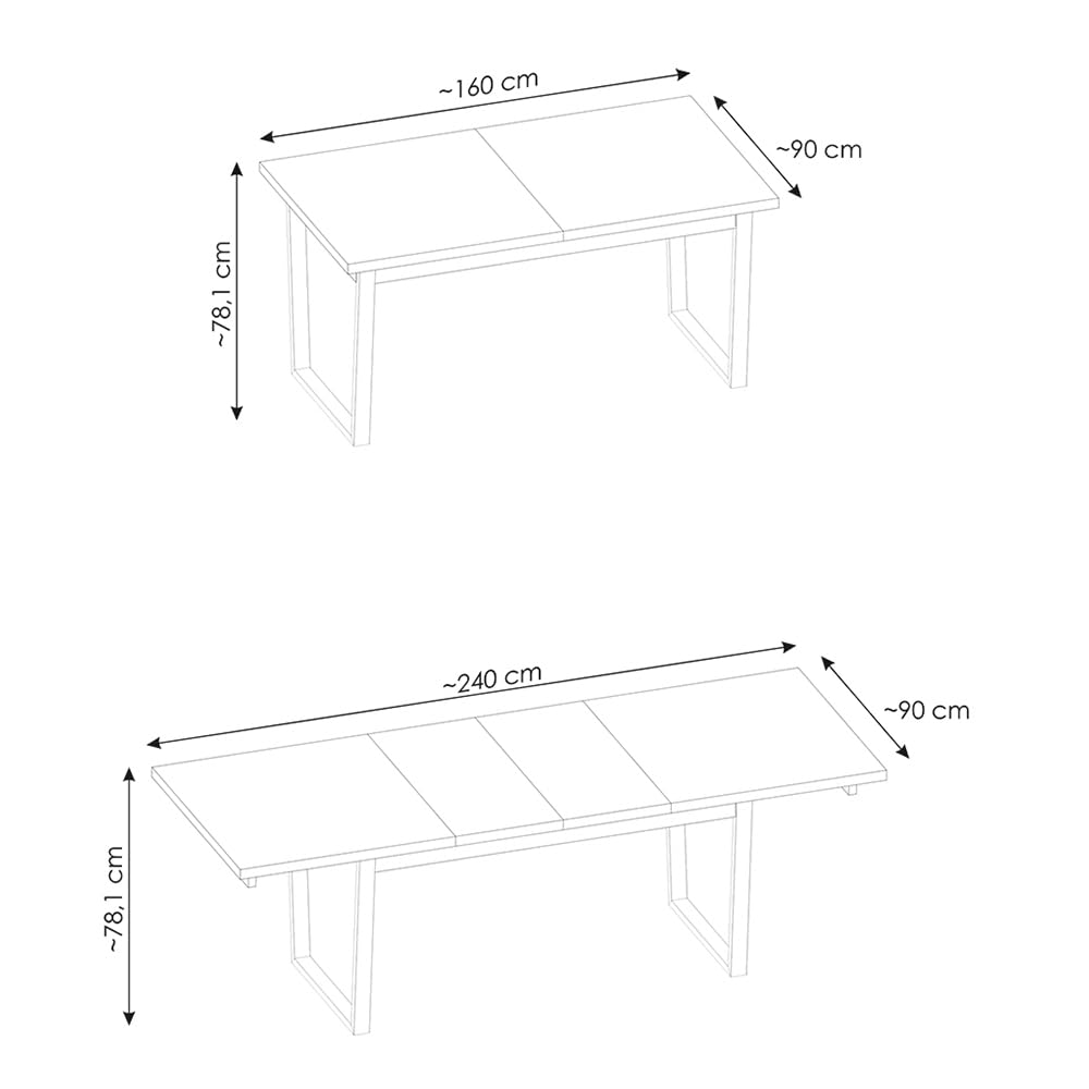 lomadox-esszimmer-ausziehtisch-catania-eiche-schwarz-160-240-cm image 5