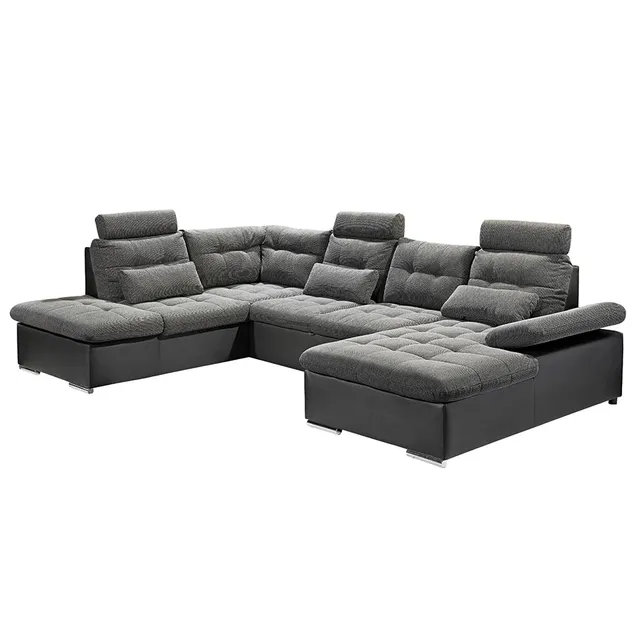 lomadox-wohnzimmer-wohnlandschaft-u-form-dunkelgrau-schlaffunktion image 1