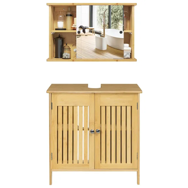 eugad-badm-bel-set-bambus-waschbeckenunterschrank-60-cm image 1