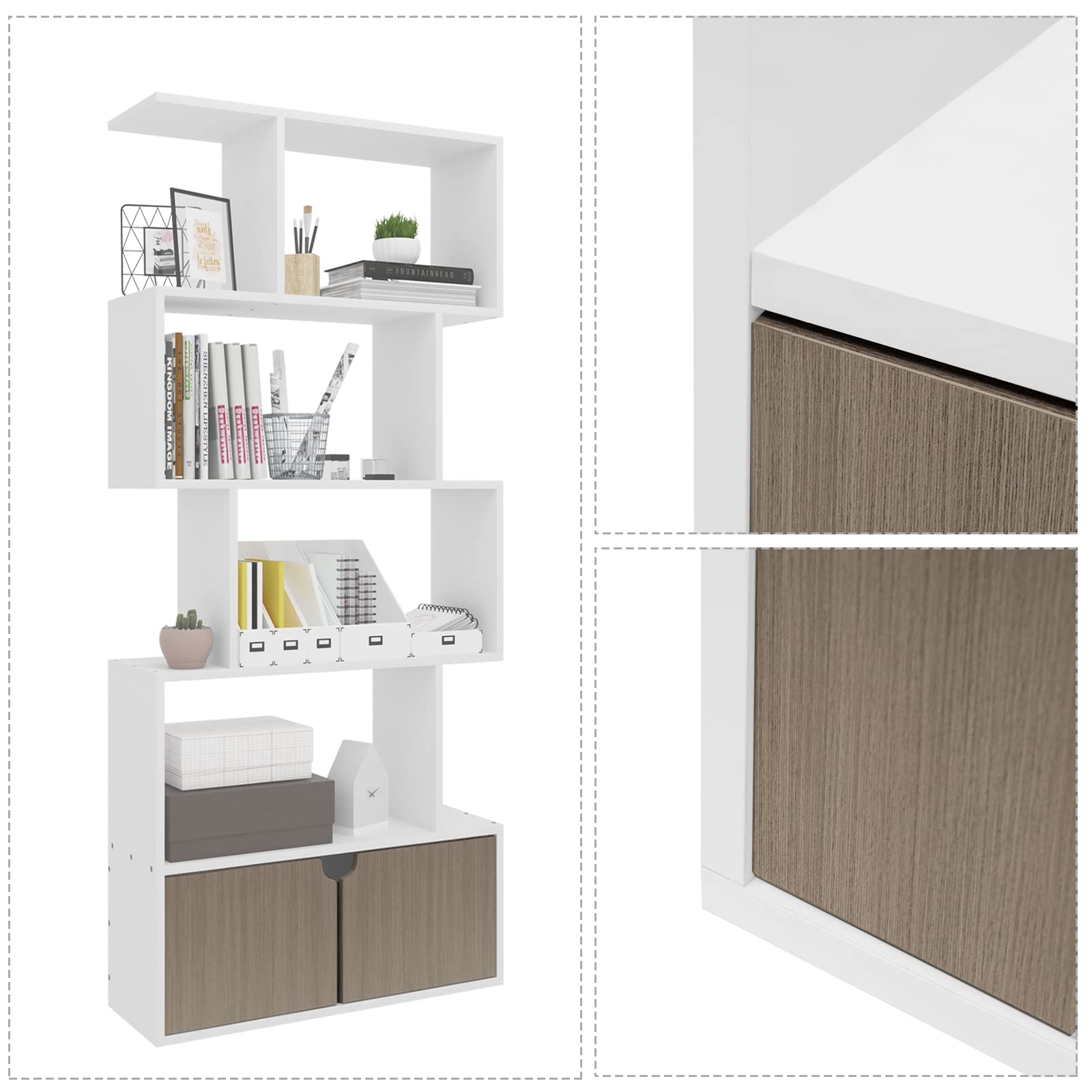 eugad-aufbewahrung-b-cherregal-wei-70x23x150-cm-mit-t-r image 6