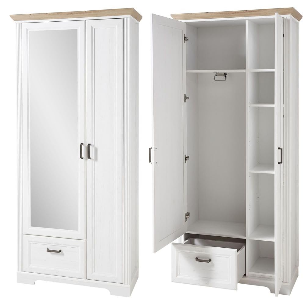 lomadox-flur-garderoben-set-pinie-wei-281cm-landhaus-eiche image 2