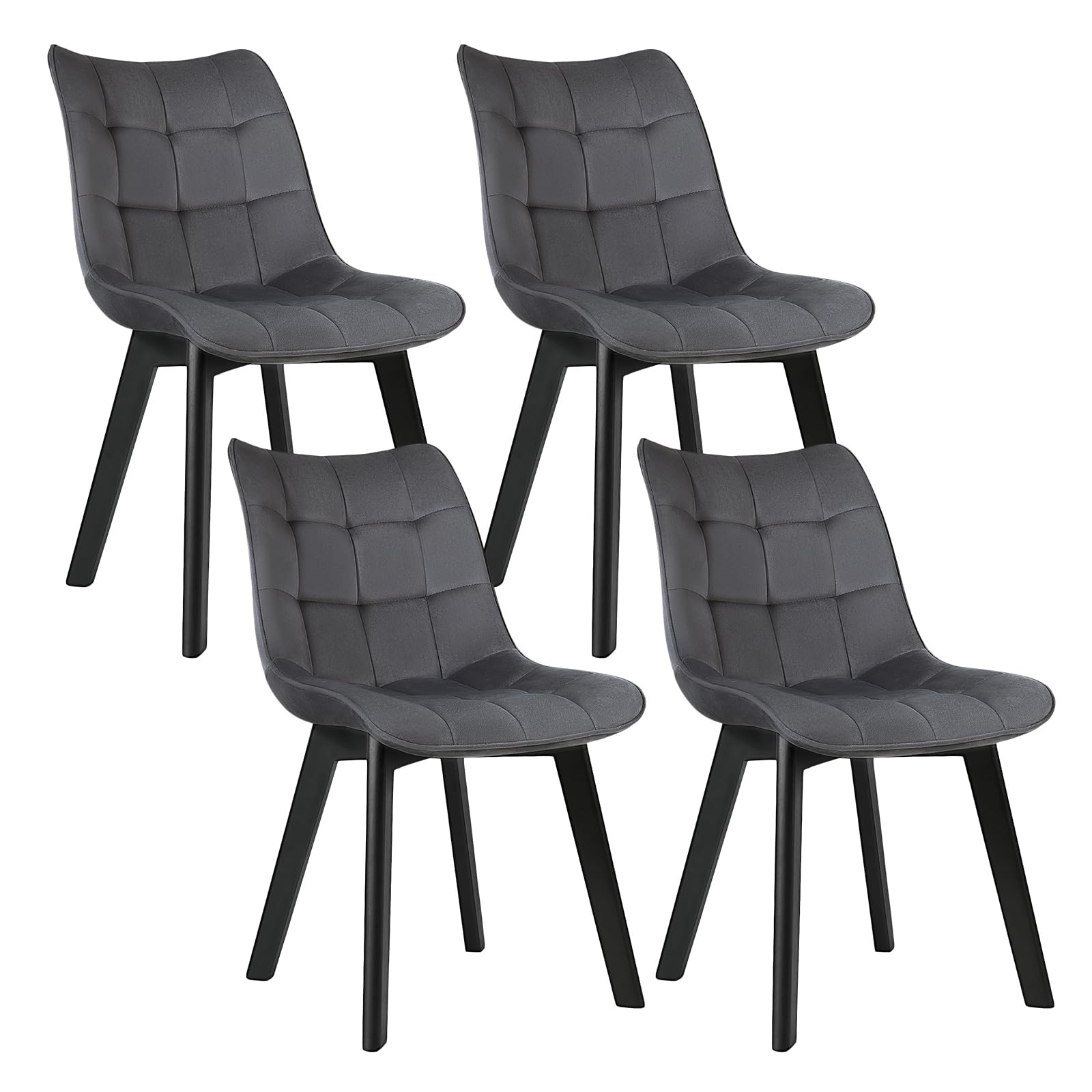 eugad-esszimmerst-hle-4er-set-samt-dunkelgrau-holzbeine image 1