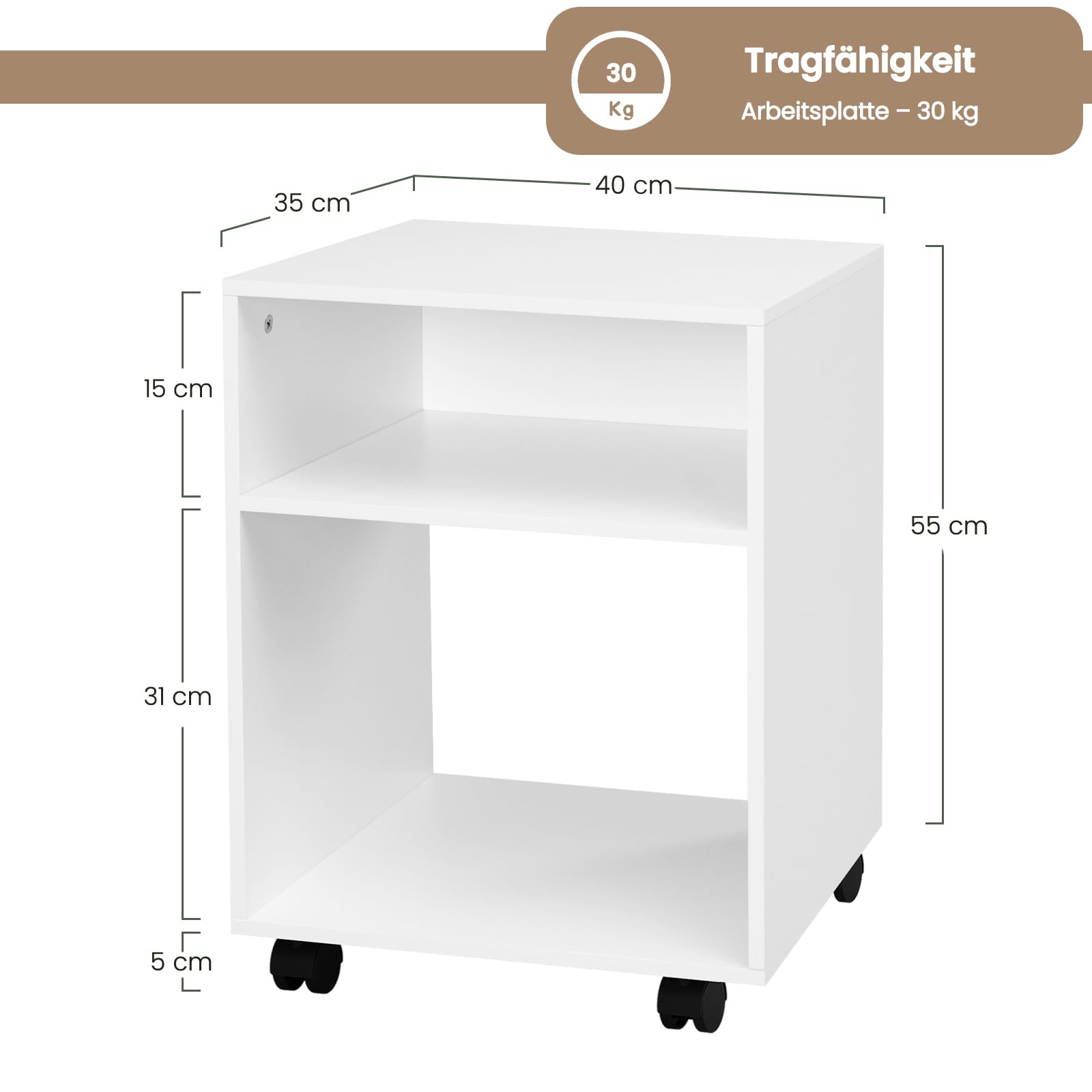 eugad-druckertisch-mit-rollen-wei-40-cm-b-rowagen image 3