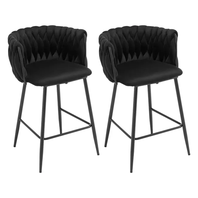 eugad-1081by-2-barhocker-2er-set-samt-schwarz-web-lehne image 1