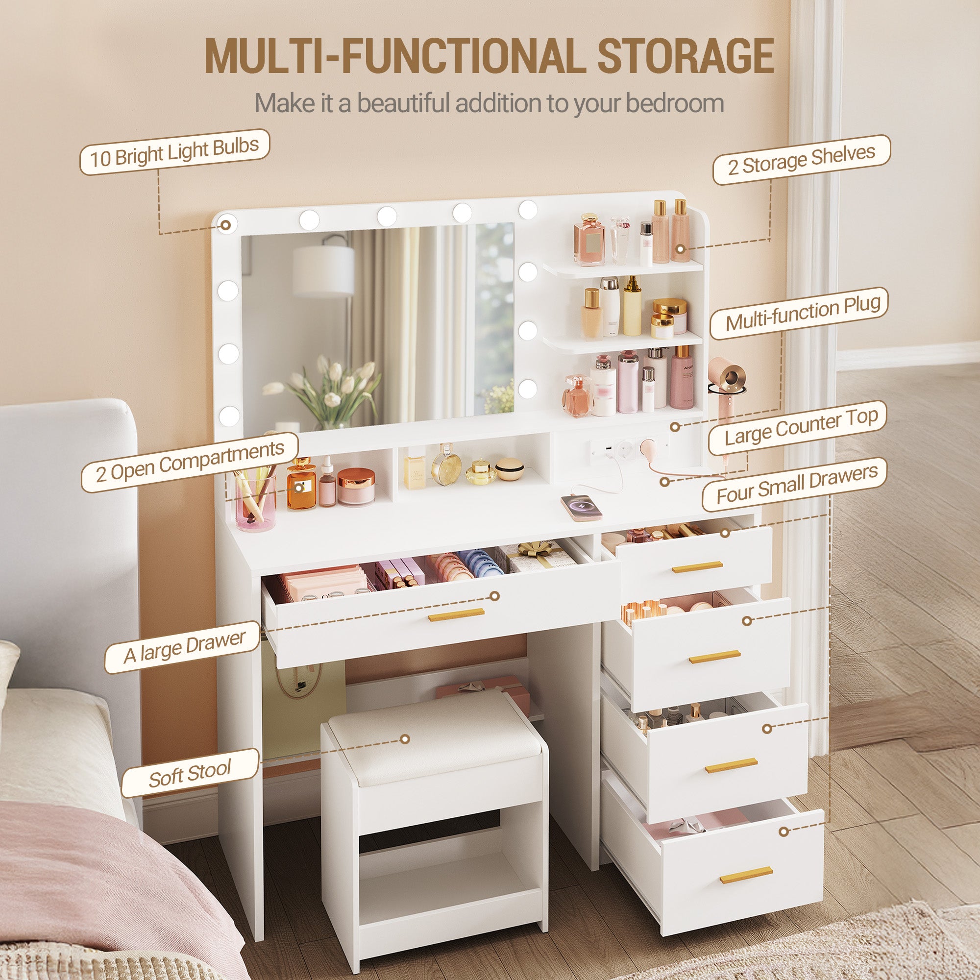 hzuaneri-bedroom-schminktisch-dt42903x-wei-mit-spiegel-und-hocker image 5
