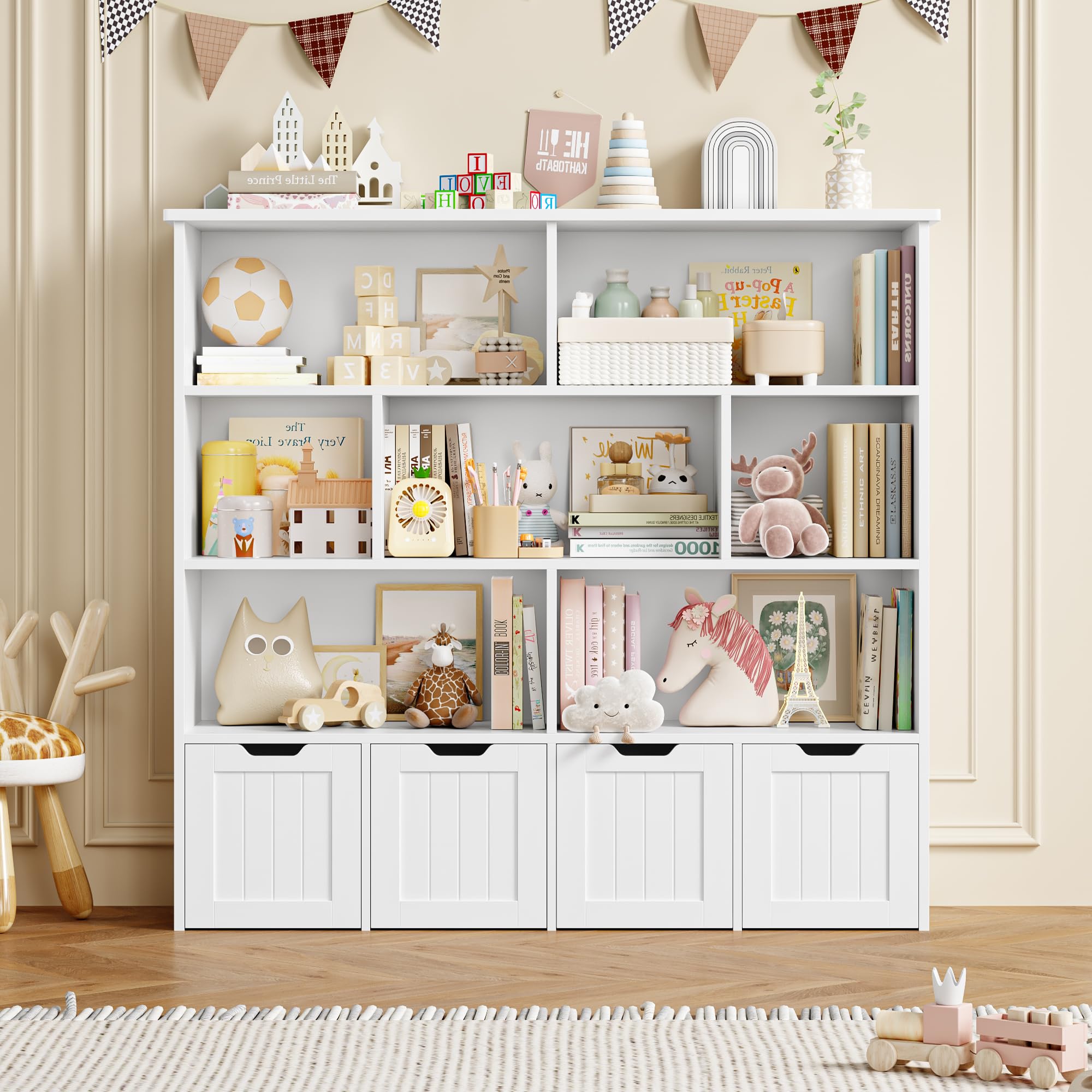forehill-kinderregal-125cm-wei-spielzeugregal-7-f-cher-4-boxen image 7