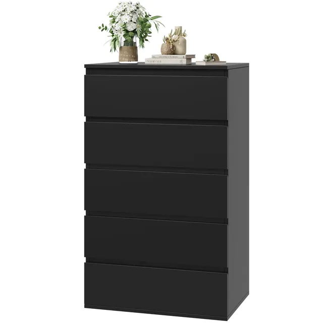 forehill-kommode-schwarz-5-schubladen-60x40x100cm-grifflos image 1