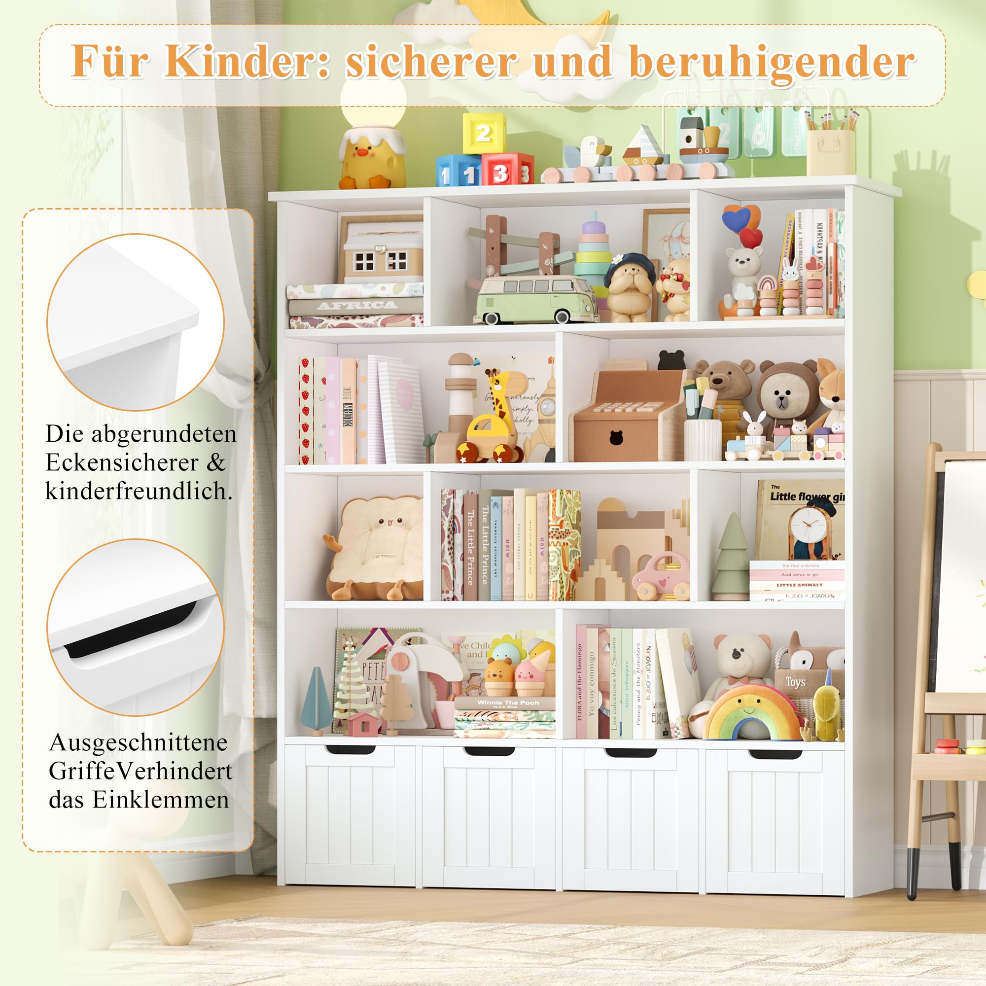 forehill-kinderregal-weiss-5-ebenen-146cm-mit-roll-schubladen image 8