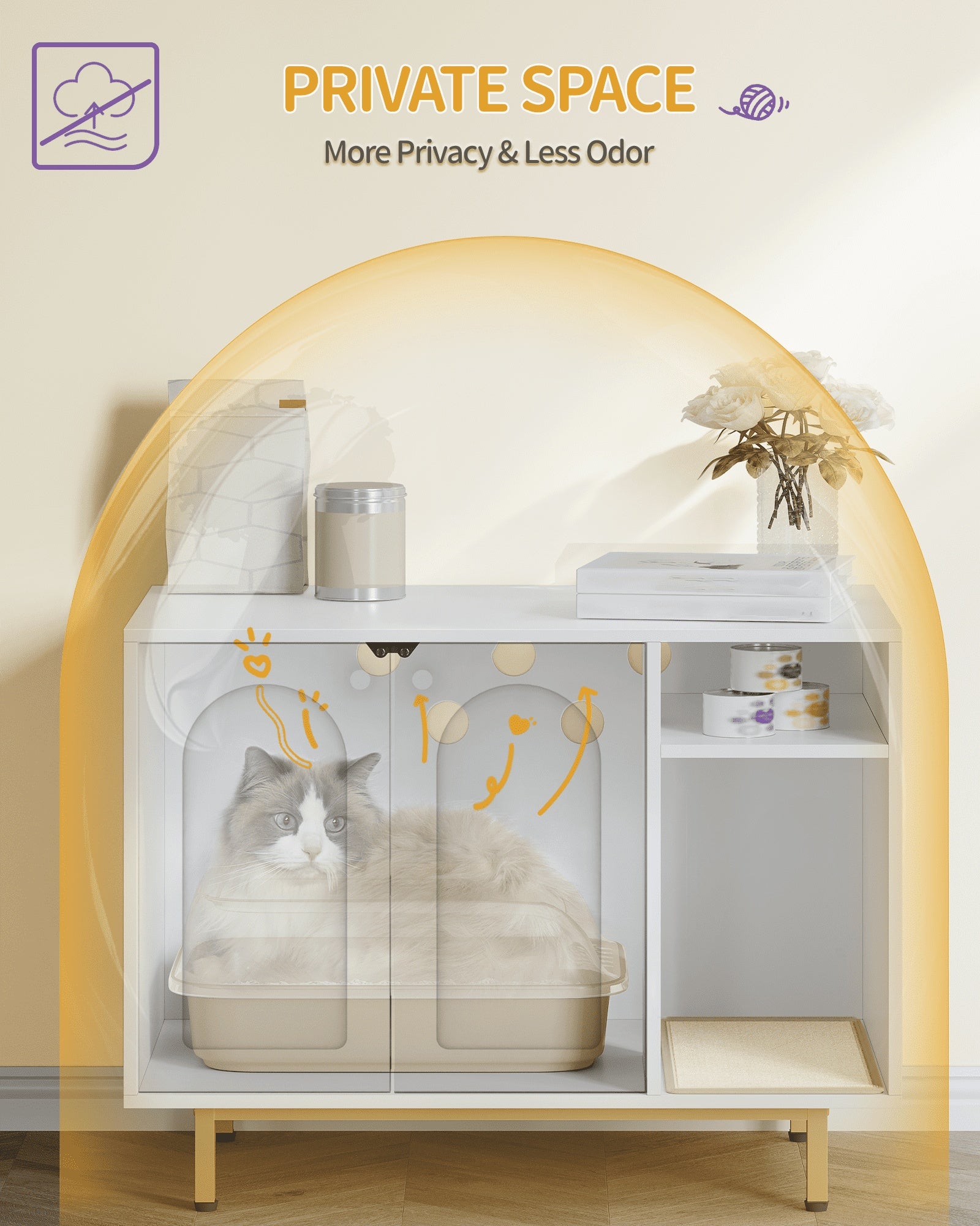 hzuaneri-pet-katzenklo-schrank-wei-gold-mit-stauraum image 7